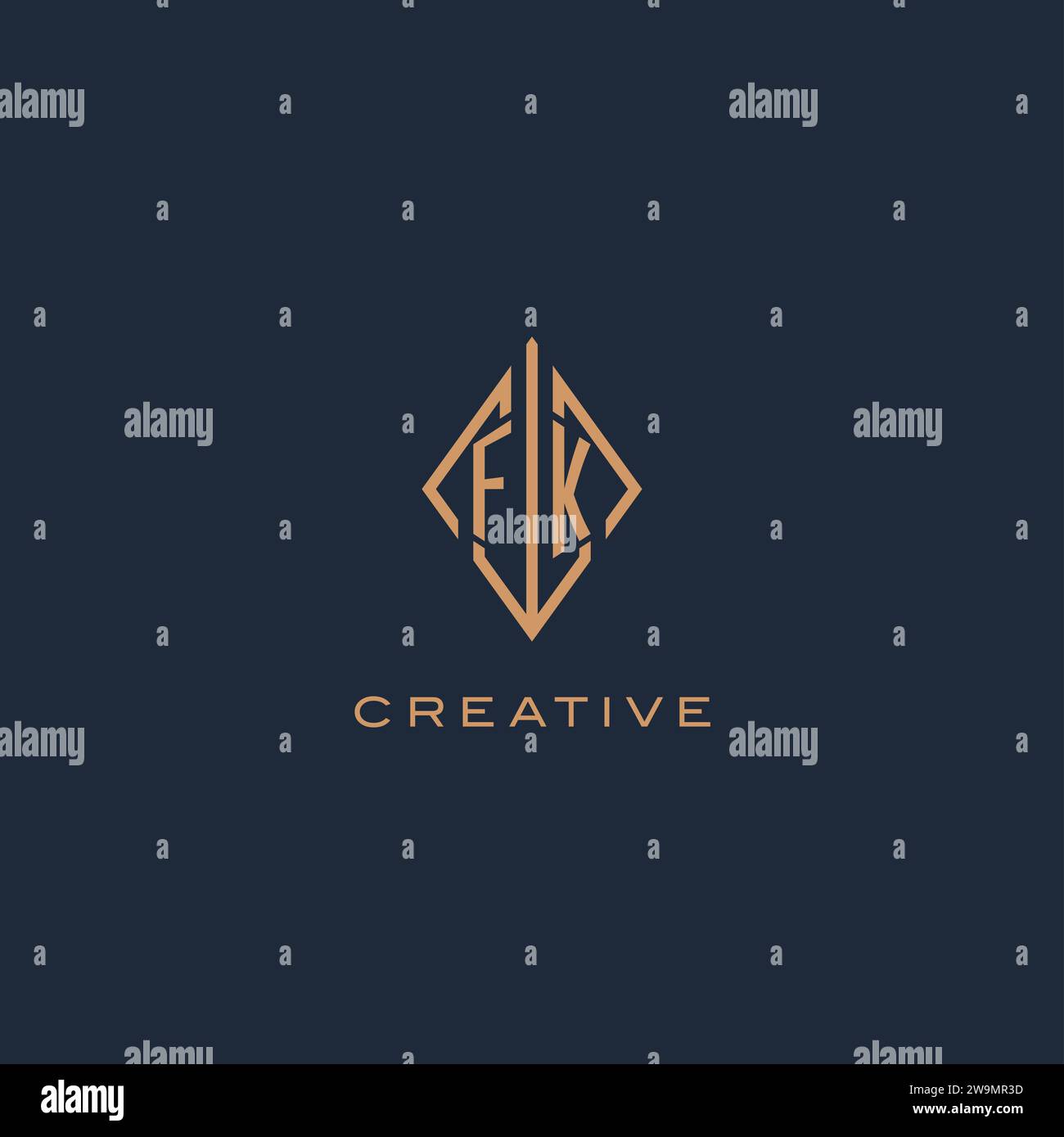 Monogram FK logo with diamond rhombus style, Luxury modern logo design ...
