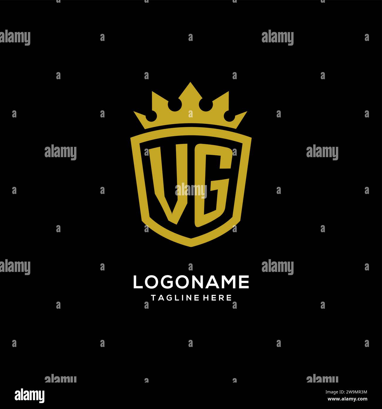 Initial VG logo shield crown style, luxury elegant monogram logo design vector graphic Stock Vector