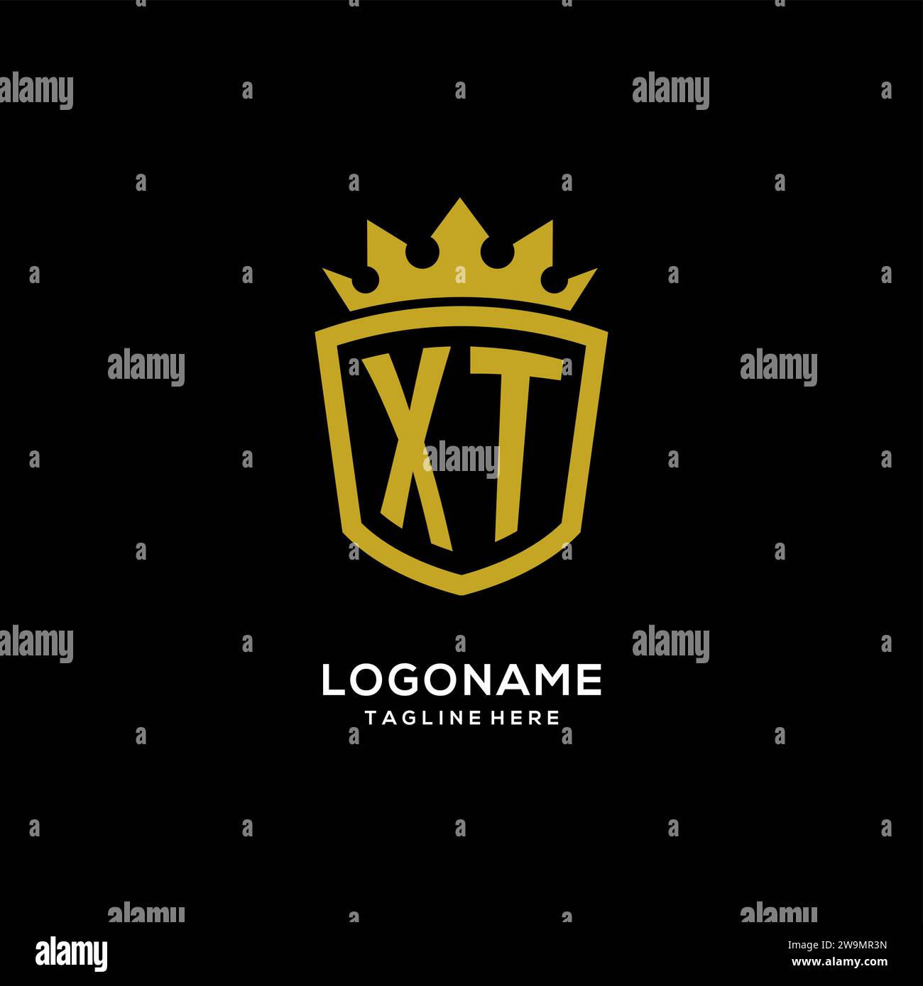 Initial XT logo shield crown style, luxury elegant monogram logo design vector graphic Stock Vector