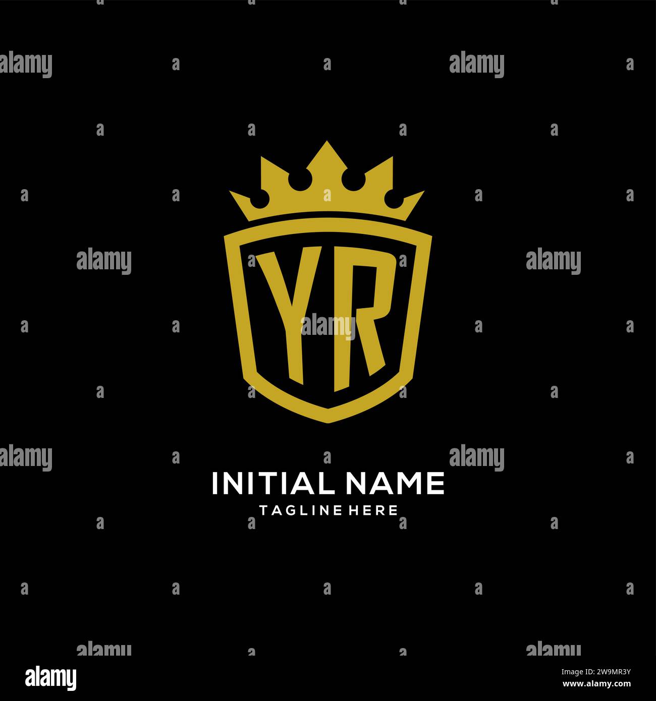 Initial YR logo shield crown style, luxury elegant monogram logo design vector graphic Stock Vector