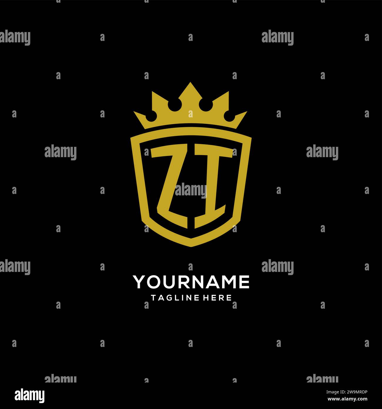Initial ZI logo shield crown style, luxury elegant monogram logo design vector graphic Stock Vector