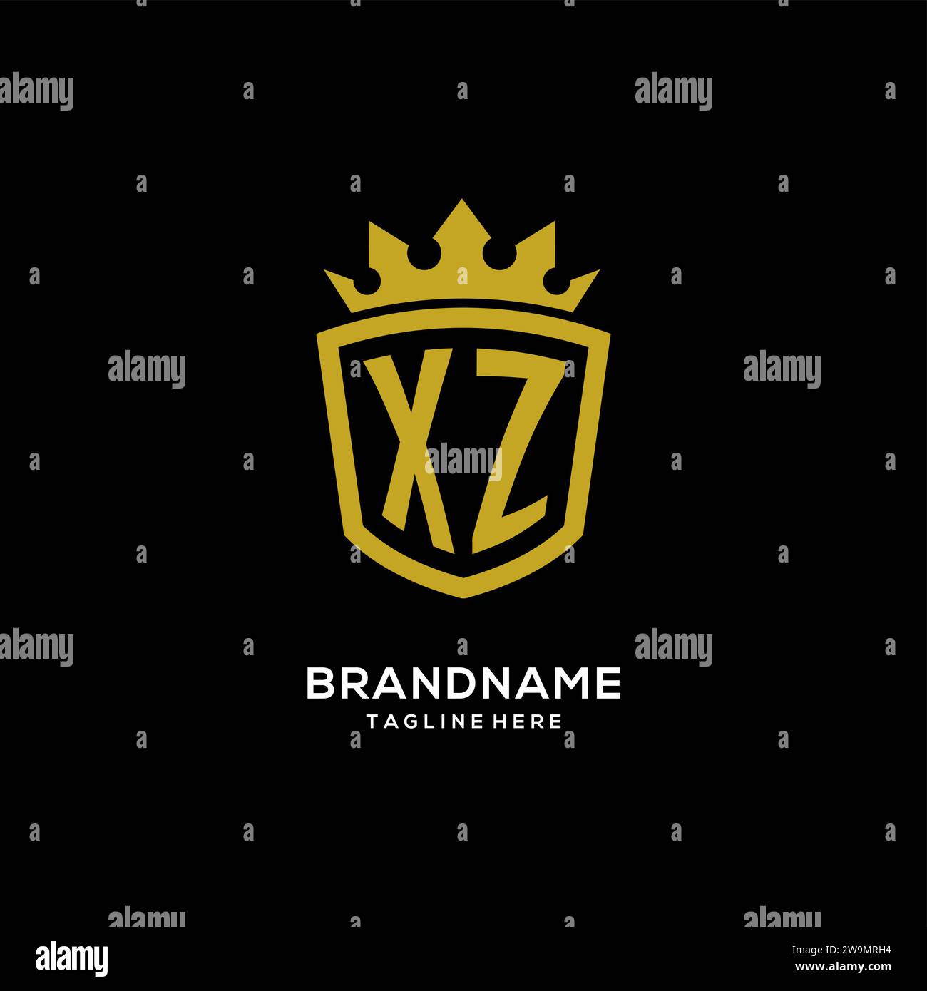 Initial XZ logo shield crown style, luxury elegant monogram logo design vector graphic Stock Vector