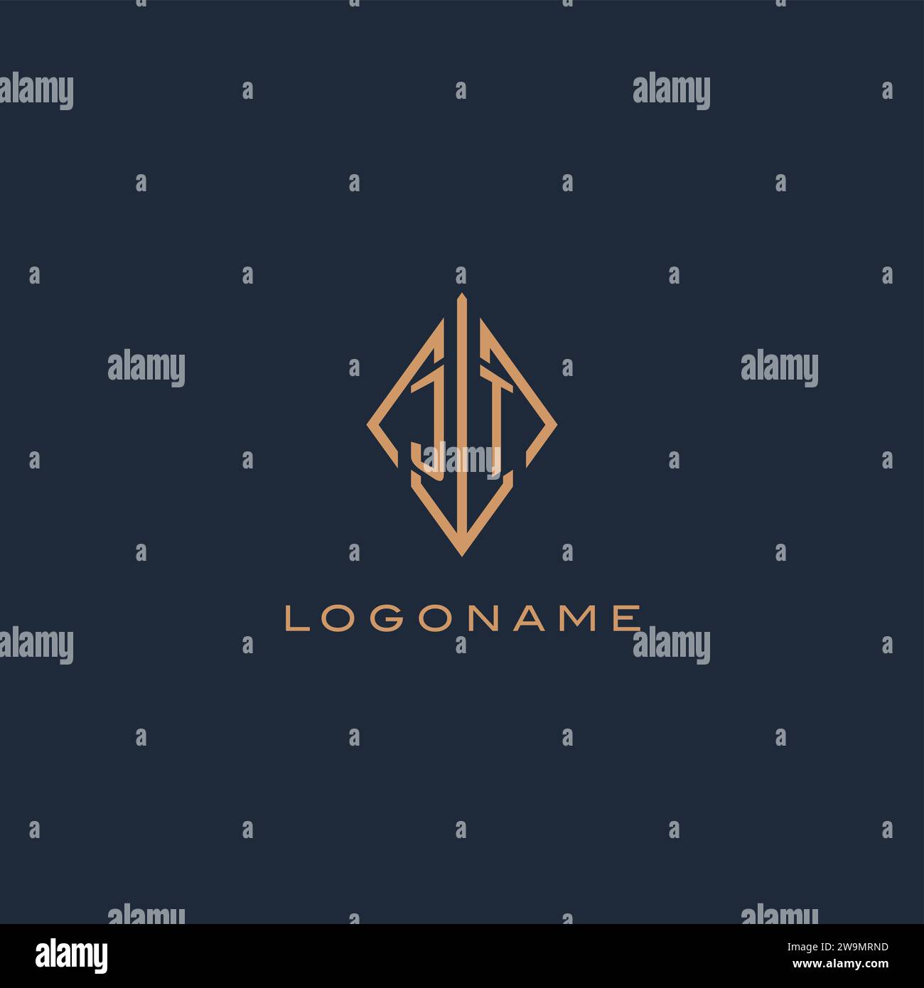 Monogram JT logo with diamond rhombus style, Luxury modern logo design ...