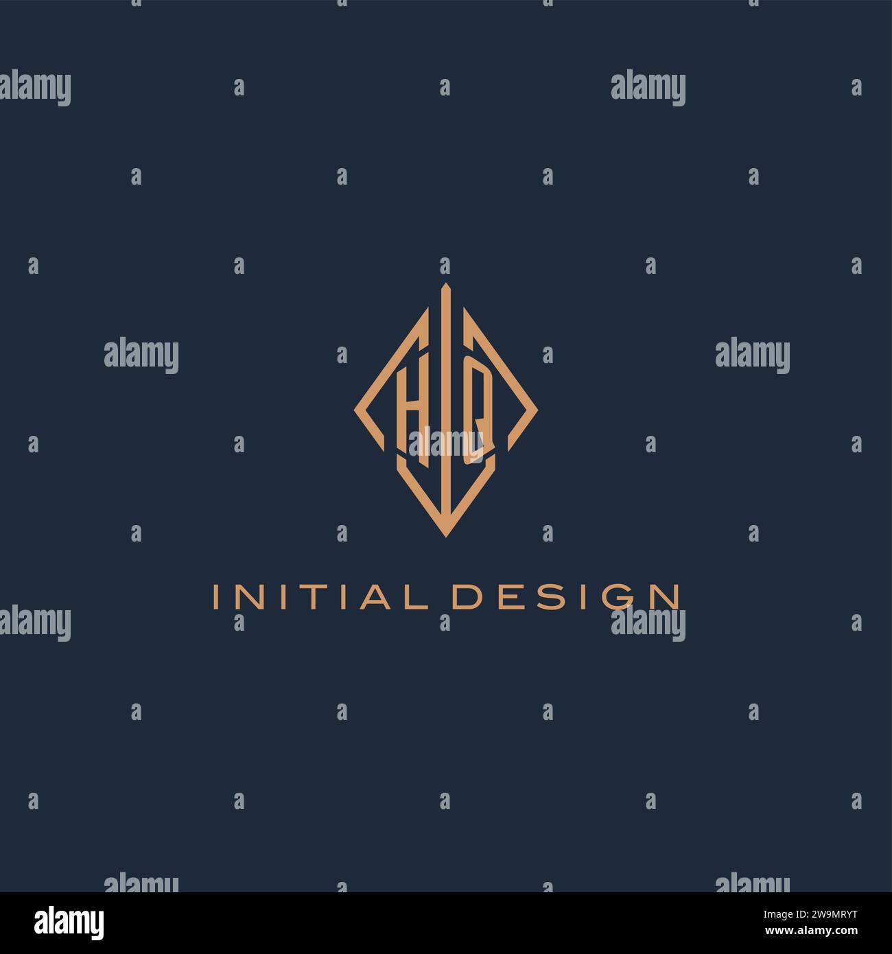 Monogram HQ logo with diamond rhombus style, Luxury modern logo design vector graphic Stock Vector