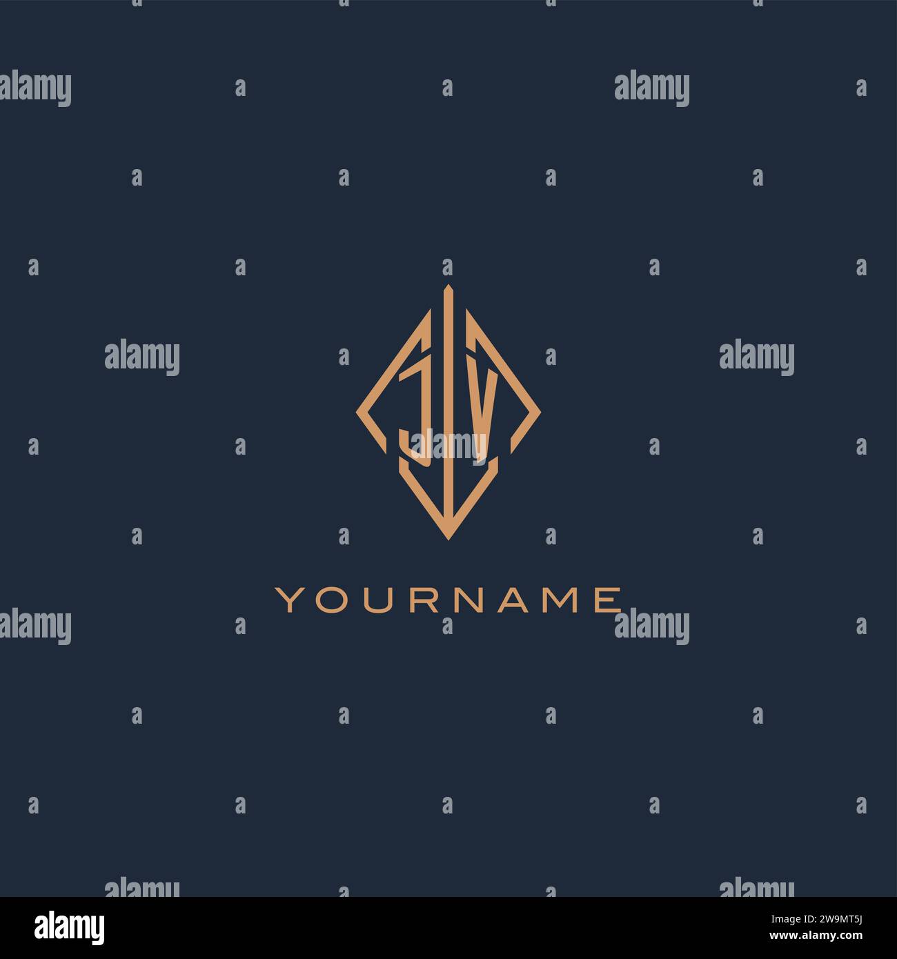 Monogram JV logo with diamond rhombus style, Luxury modern logo design vector graphic Stock Vector