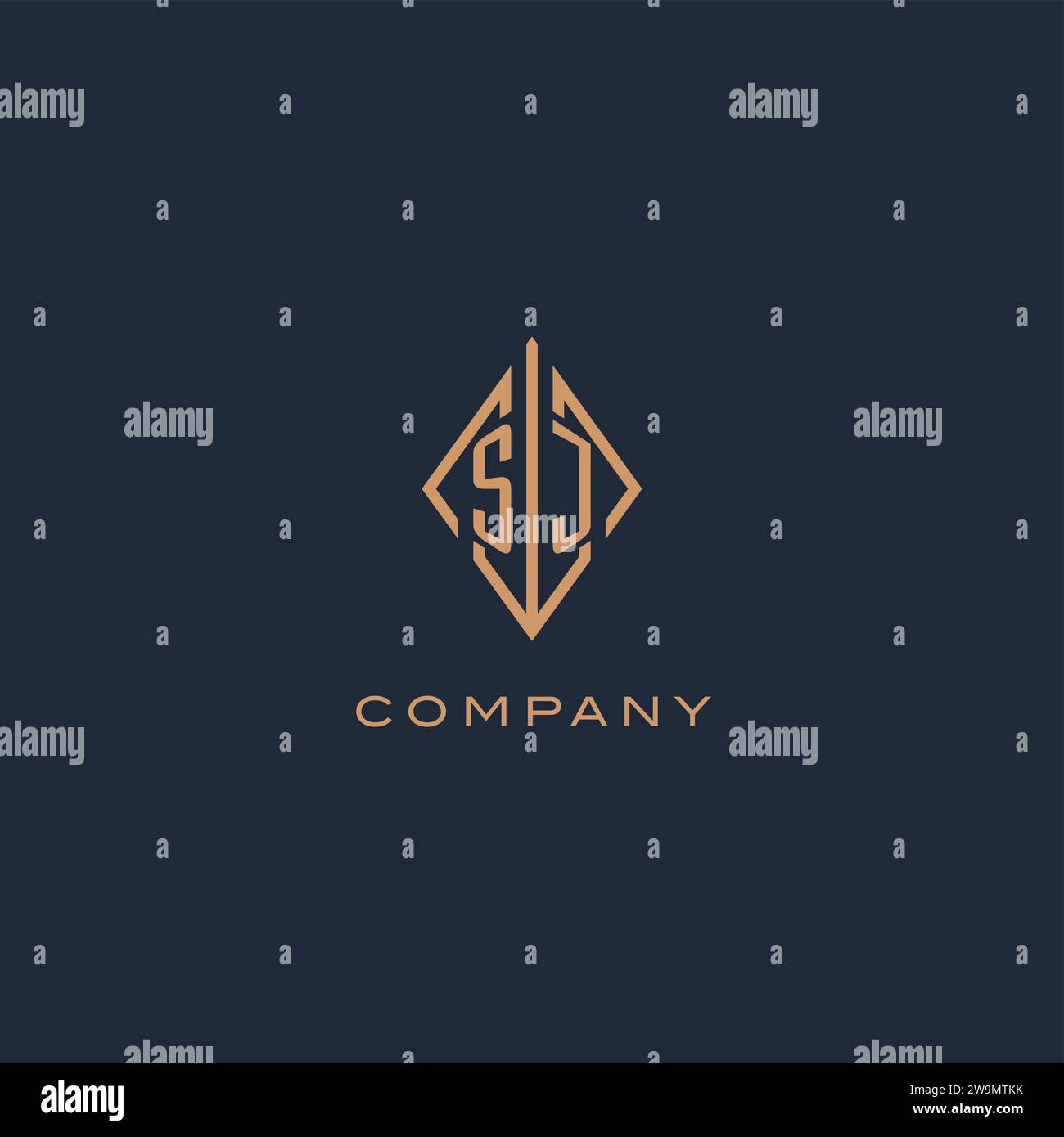 Monogram SJ logo with diamond rhombus style, Luxury modern logo design vector graphic Stock Vector