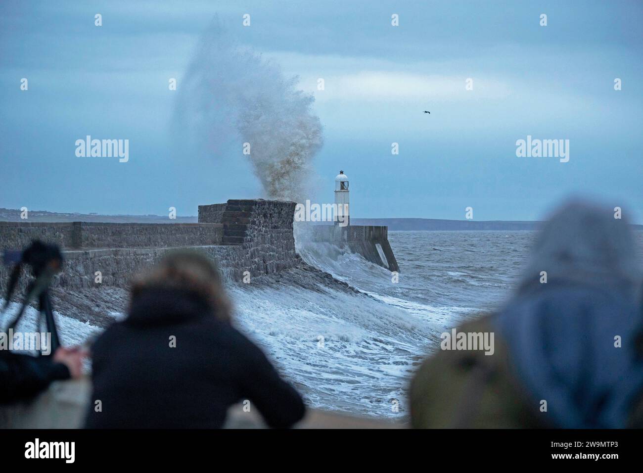 Porthcawl, Uk. 29th Dec, 2023. Storm Gerrit Hammering The Harbour Wall 