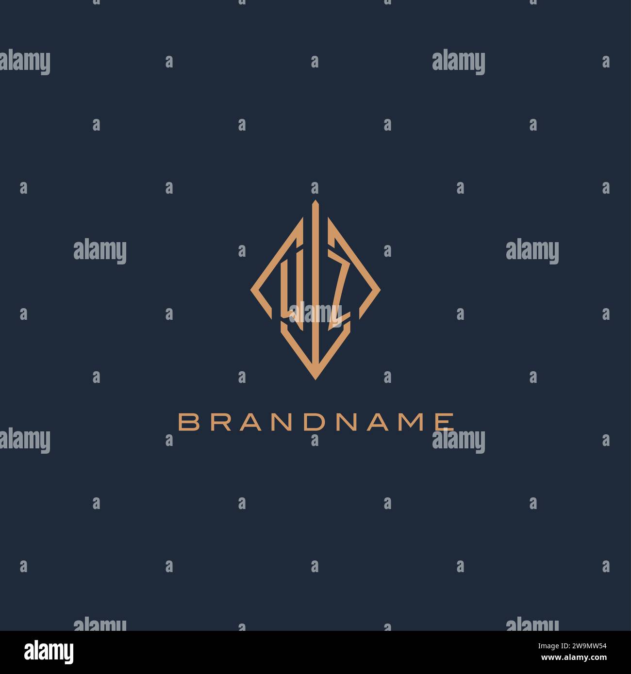 Monogram WZ logo with diamond rhombus style, Luxury modern logo design ...