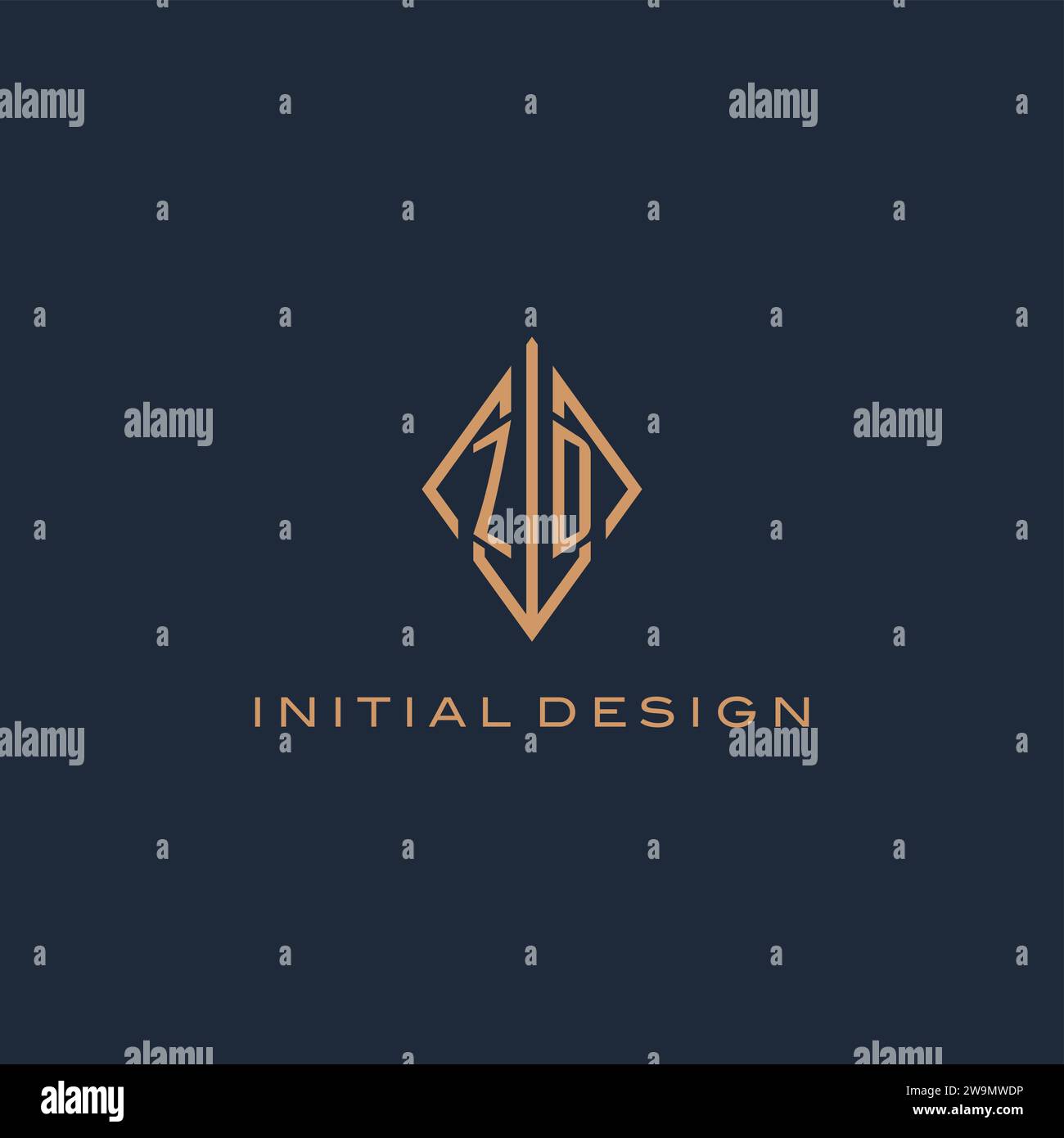 Monogram ZD logo with diamond rhombus style, Luxury modern logo design vector graphic Stock Vector