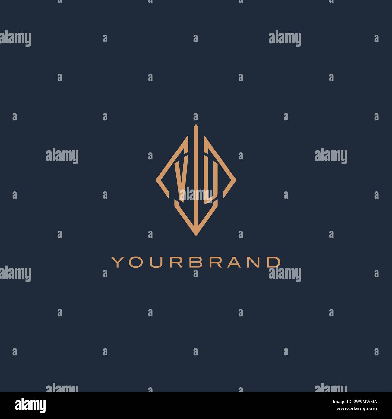 Monogram VU logo with diamond rhombus style, Luxury modern logo design vector graphic Stock Vector