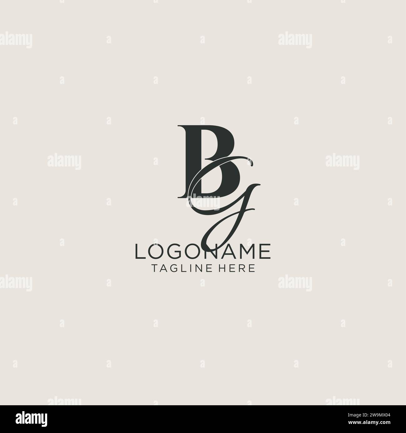 Initials BG letter monogram with elegant luxury style. Corporate identity and personal logo vector graphic Stock Vector