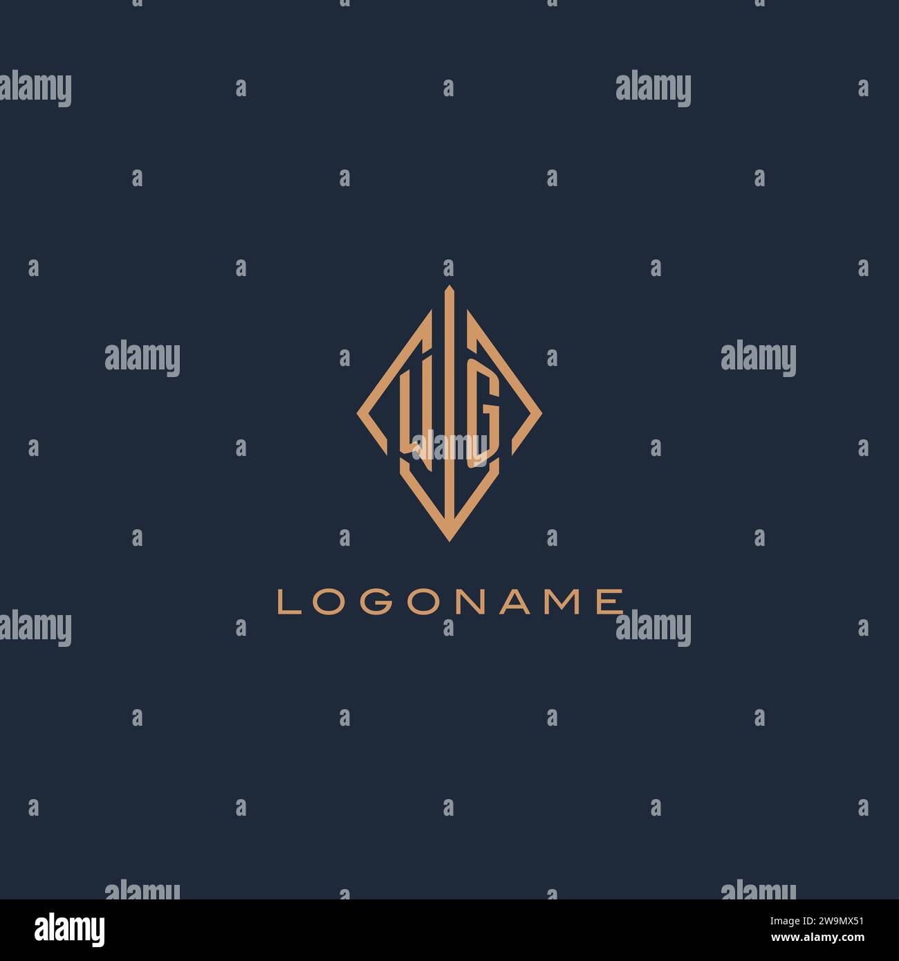 Monogram WG logo with diamond rhombus style, Luxury modern logo design vector graphic Stock Vector