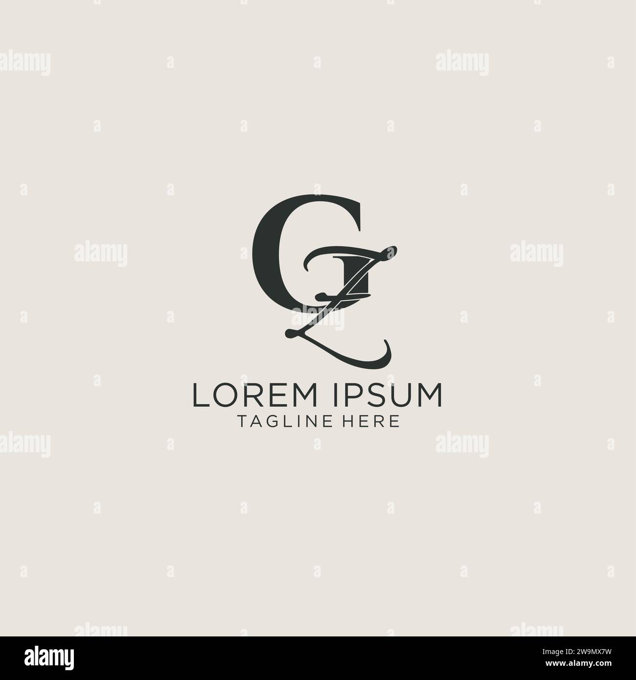 Initials GZ letter monogram with elegant luxury style. Corporate identity and personal logo vector graphic Stock Vector