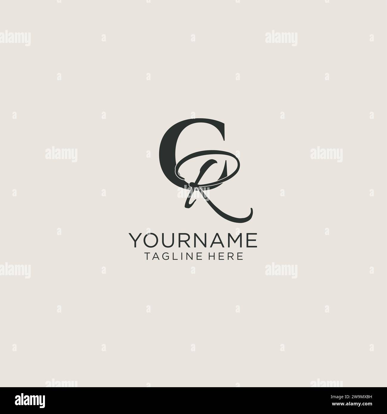 Initials CR letter monogram with elegant luxury style. Corporate identity and personal logo vector graphic Stock Vector