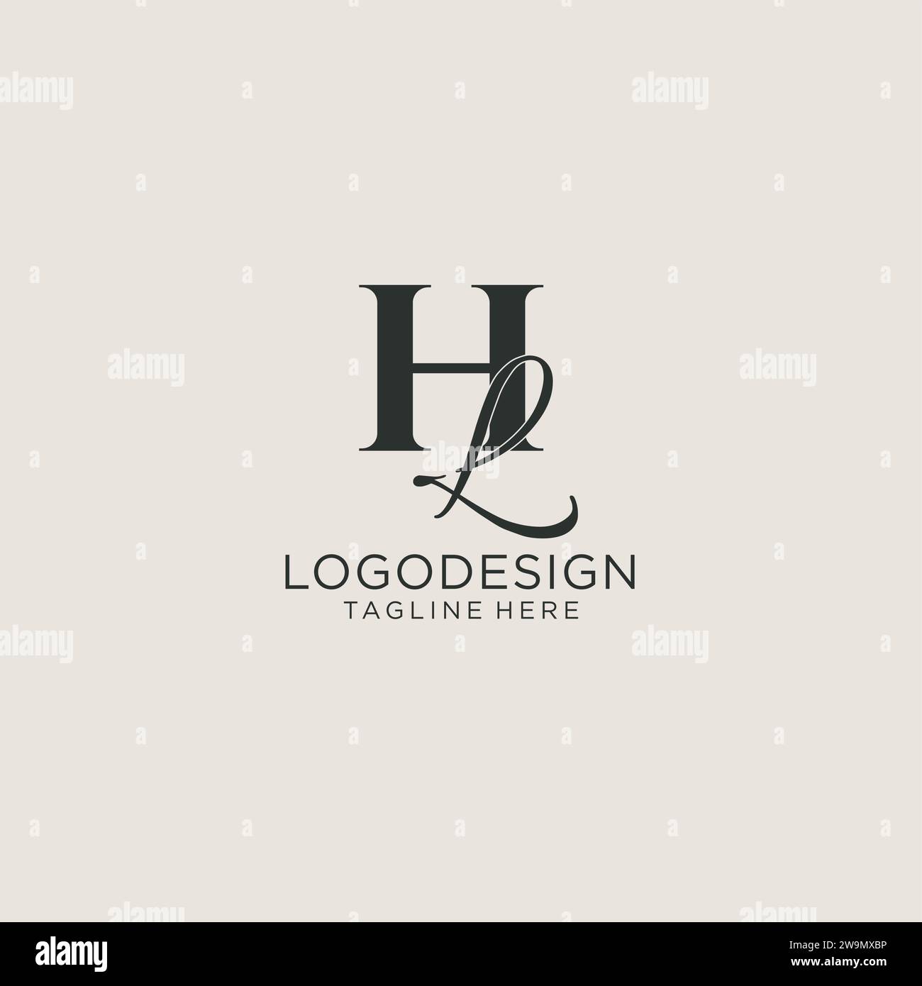 Initials HL letter monogram with elegant luxury style. Corporate identity and personal logo vector graphic Stock Vector