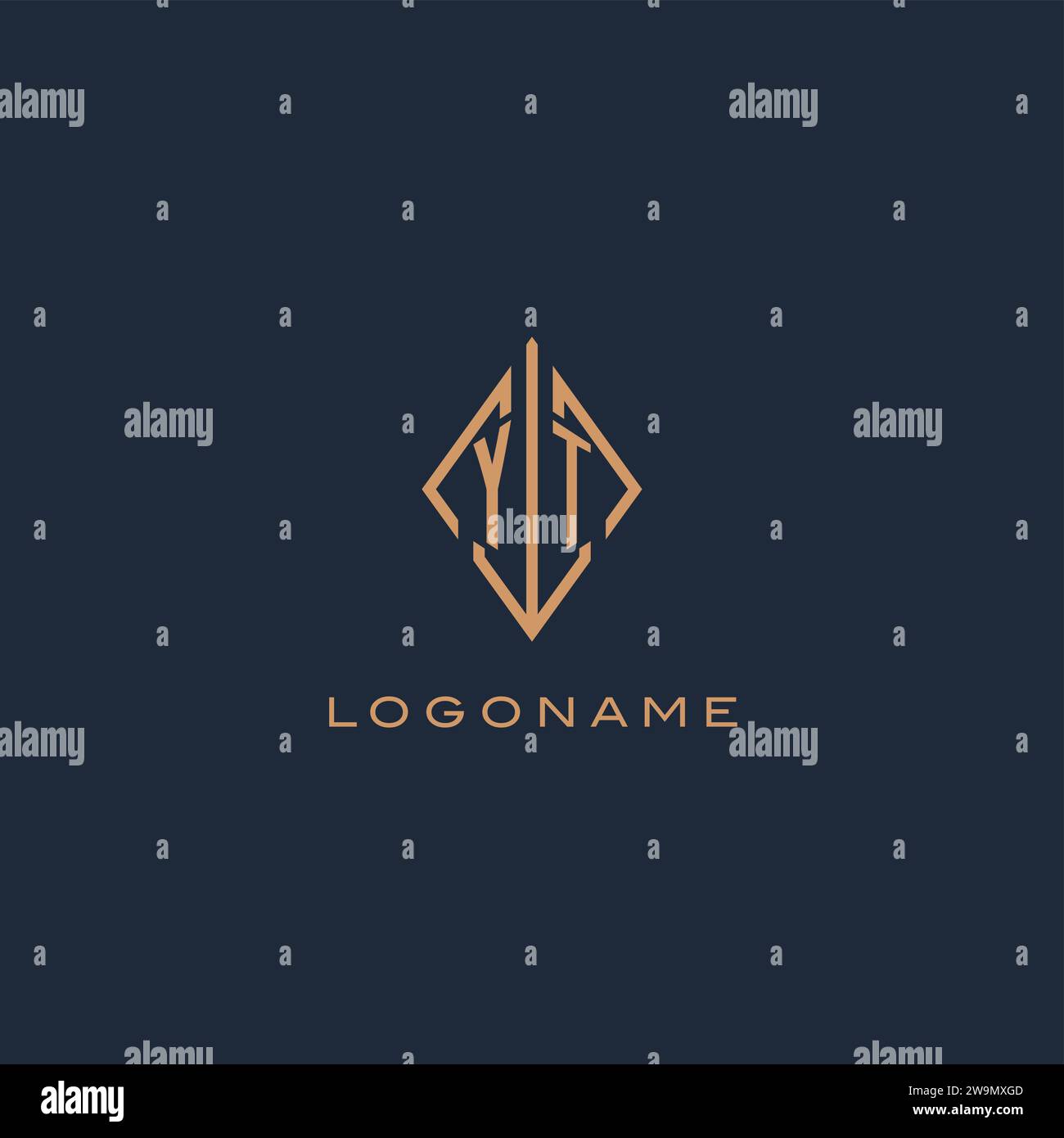 Monogram YT logo with diamond rhombus style, Luxury modern logo design ...