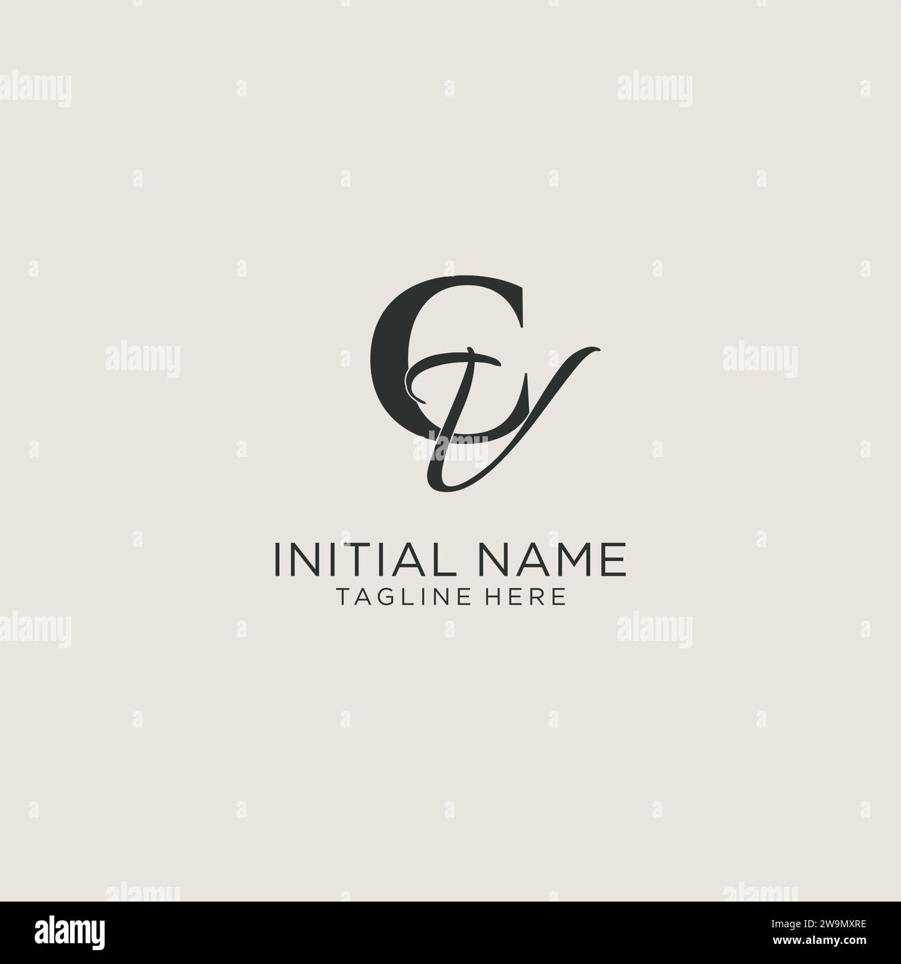 Initials CV letter monogram with elegant luxury style. Corporate identity and personal logo vector graphic Stock Vector