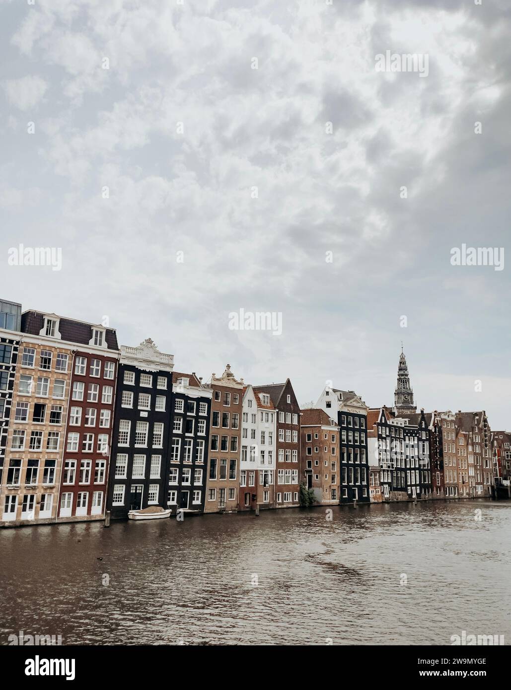 Traditional waterfront houses along a canal, Amsterdam, Netherlands Stock Photo