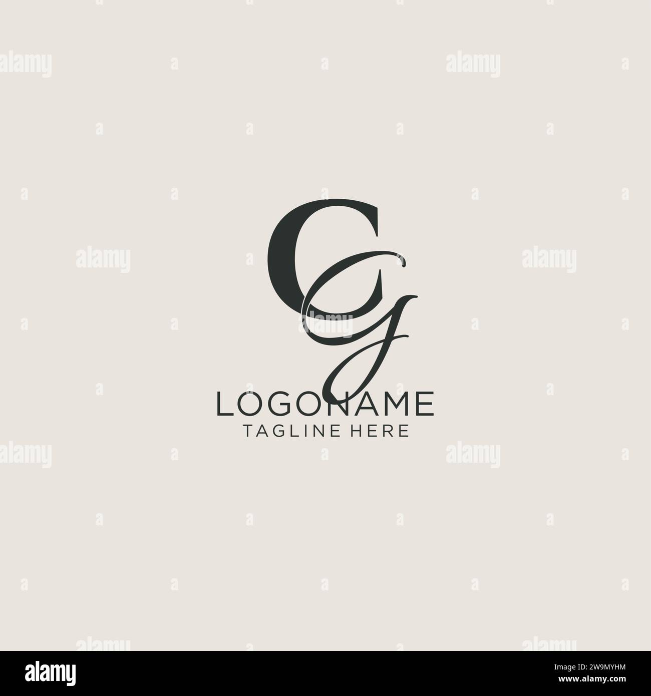 Initials CG letter monogram with elegant luxury style. Corporate identity and personal logo vector graphic Stock Vector