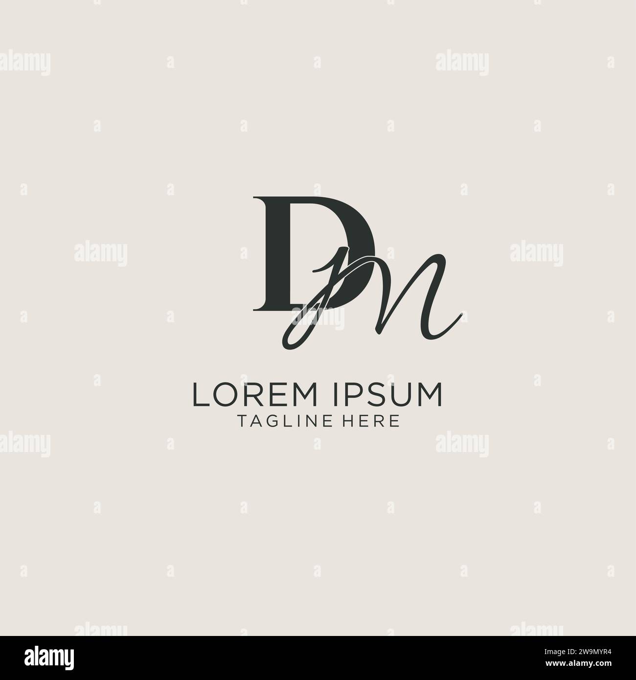 Initials DM letter monogram with elegant luxury style. Corporate identity and personal logo vector graphic Stock Vector