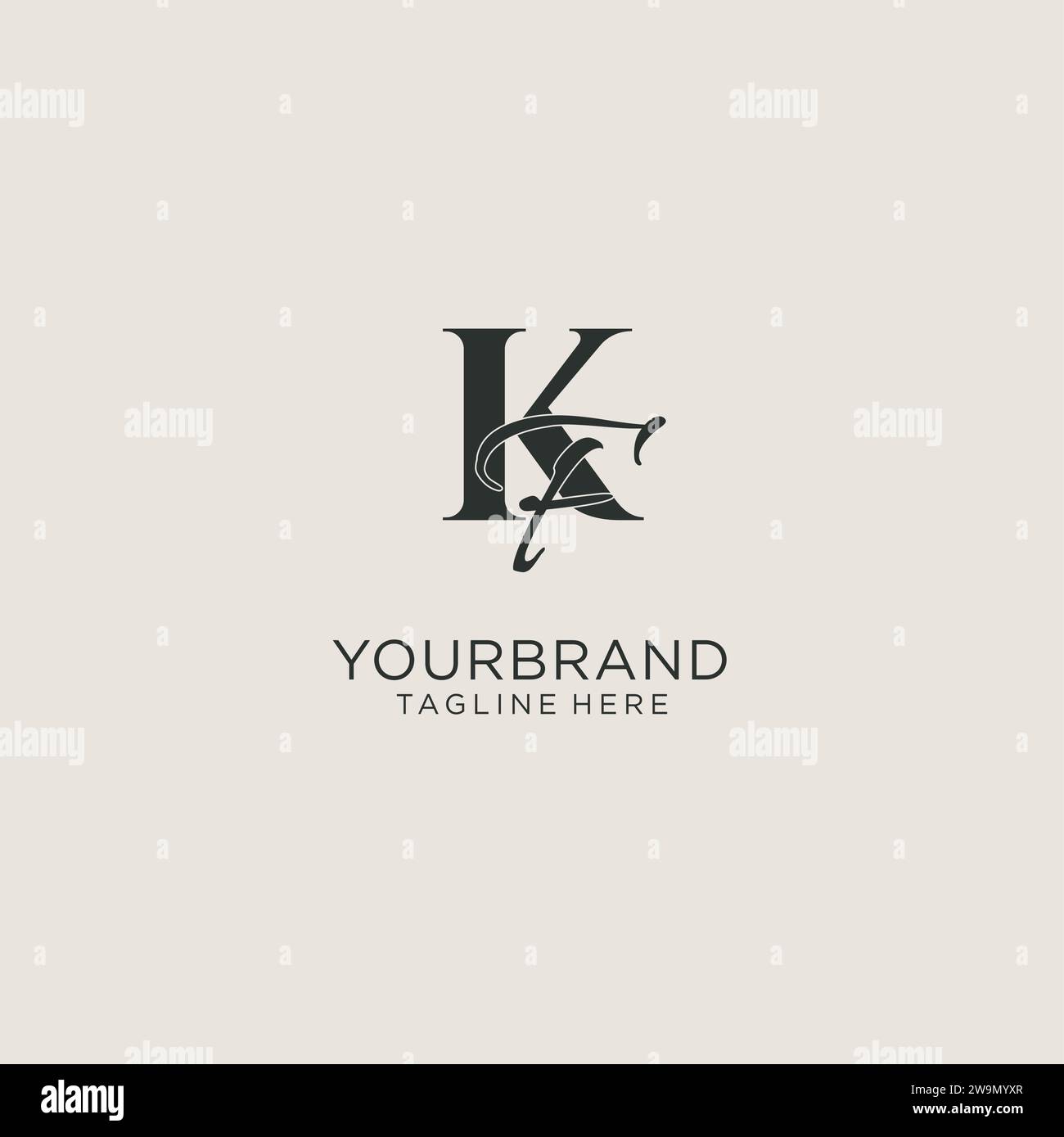 Initials KF letter monogram with elegant luxury style. Corporate identity and personal logo vector graphic Stock Vector