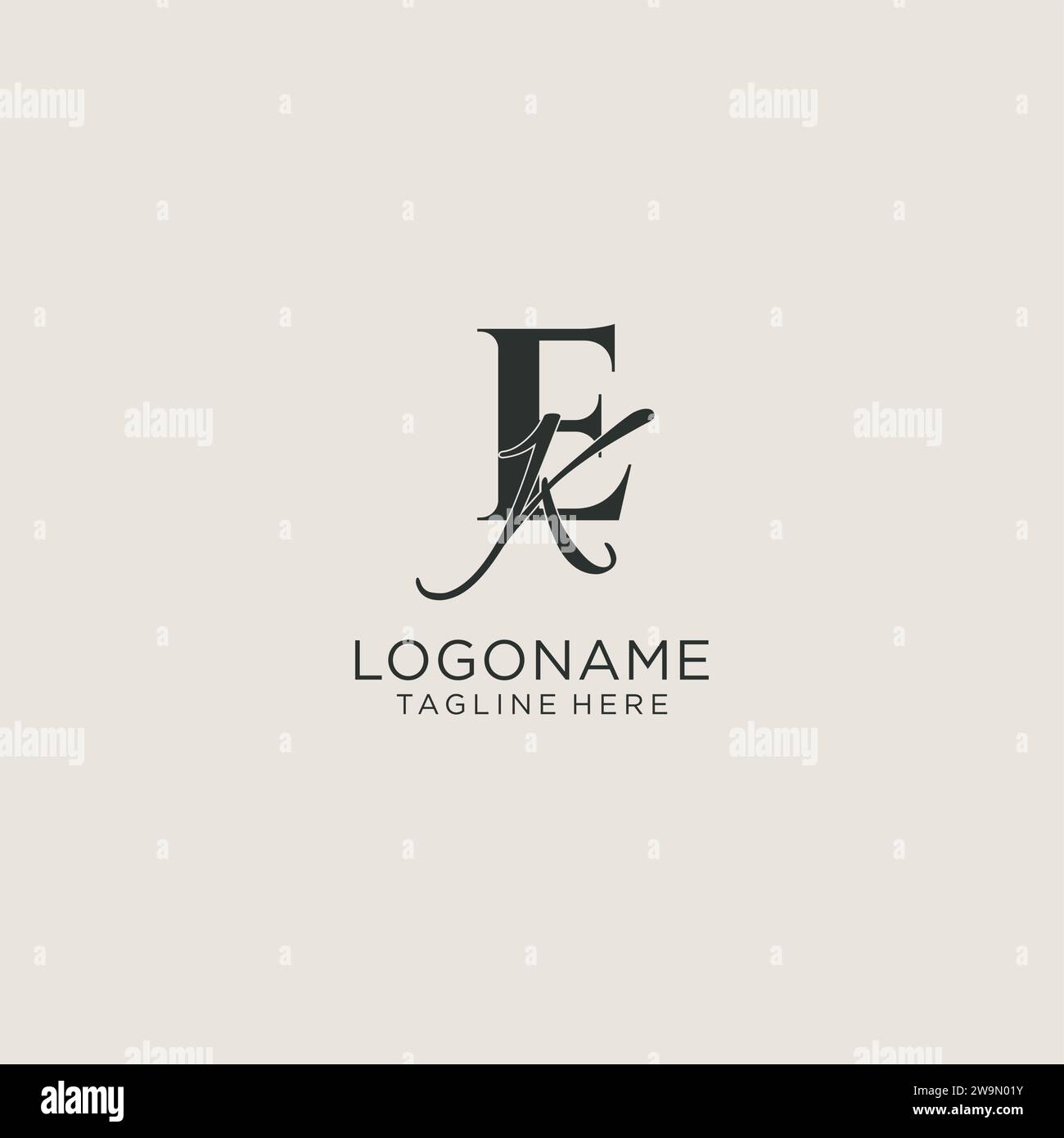 Initials EK letter monogram with elegant luxury style. Corporate identity and personal logo vector graphic Stock Vector