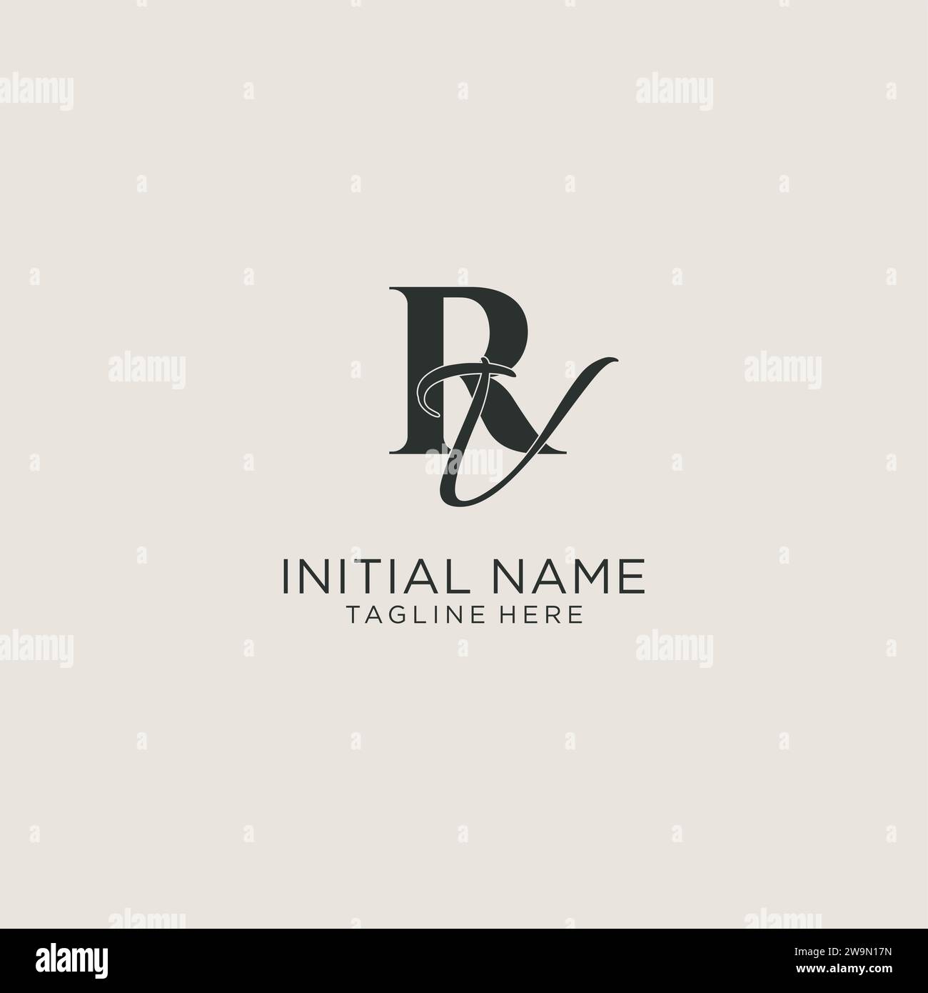 Initials RV letter monogram with elegant luxury style. Corporate identity and personal logo vector graphic Stock Vector