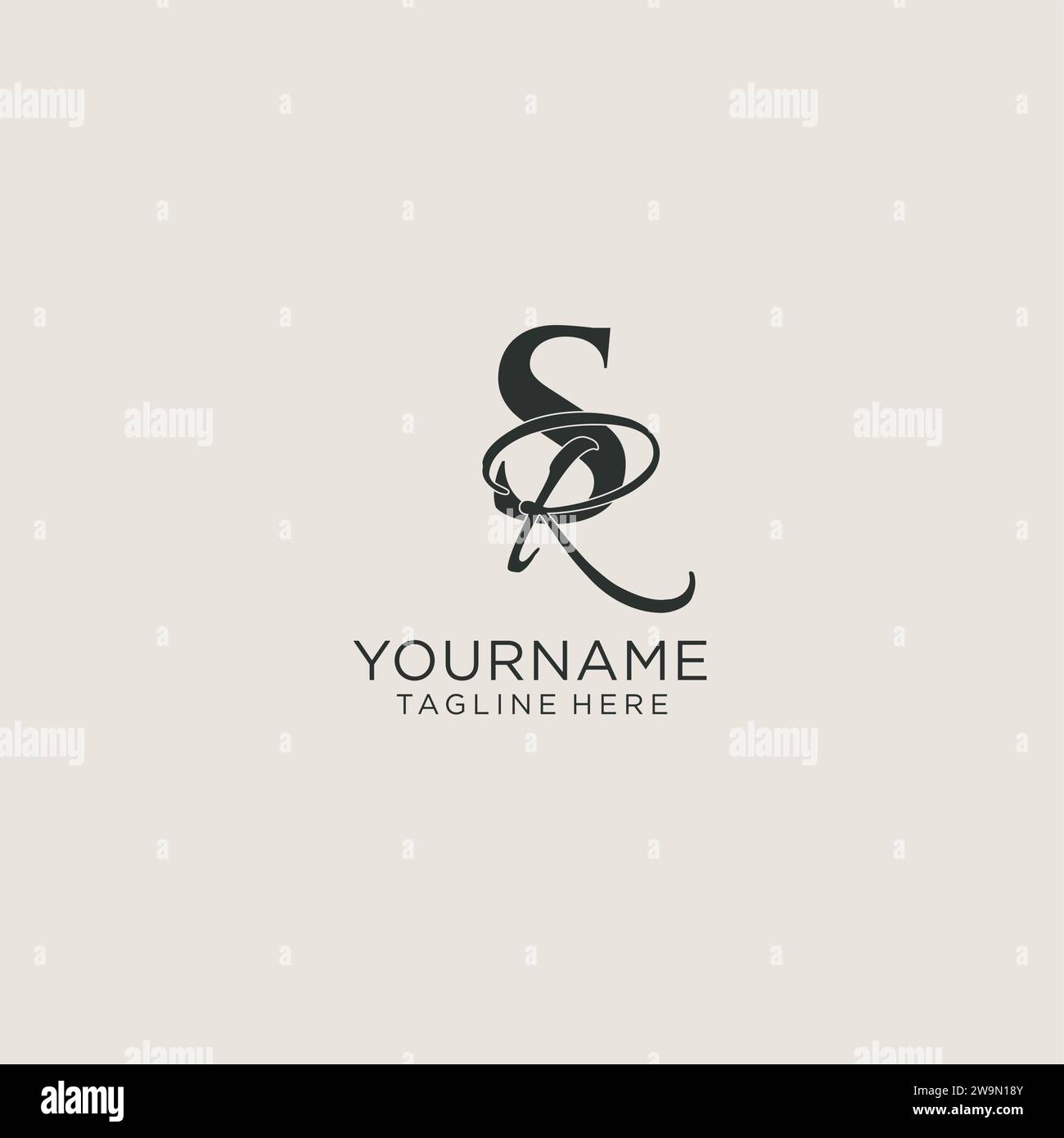 Initials SR letter monogram with elegant luxury style. Corporate identity and personal logo vector graphic Stock Vector
