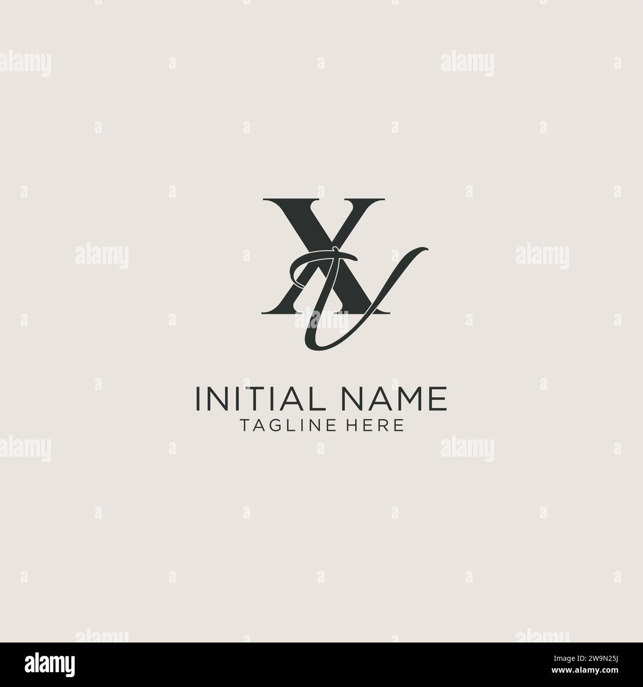 Initials XV letter monogram with elegant luxury style. Corporate identity and personal logo vector graphic Stock Vector