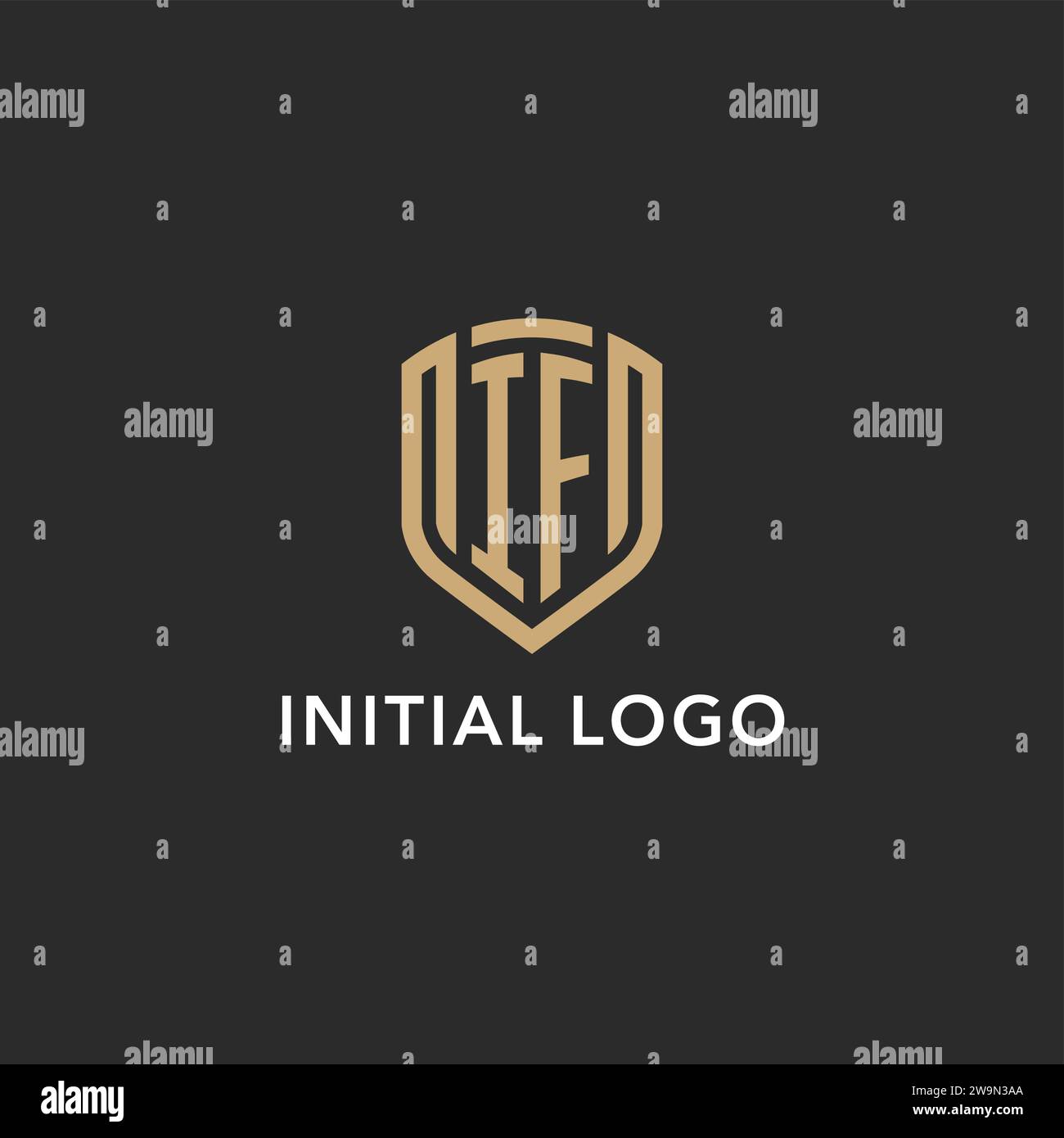 Luxury IF logo monogram shield shape monoline style with gold color and ...