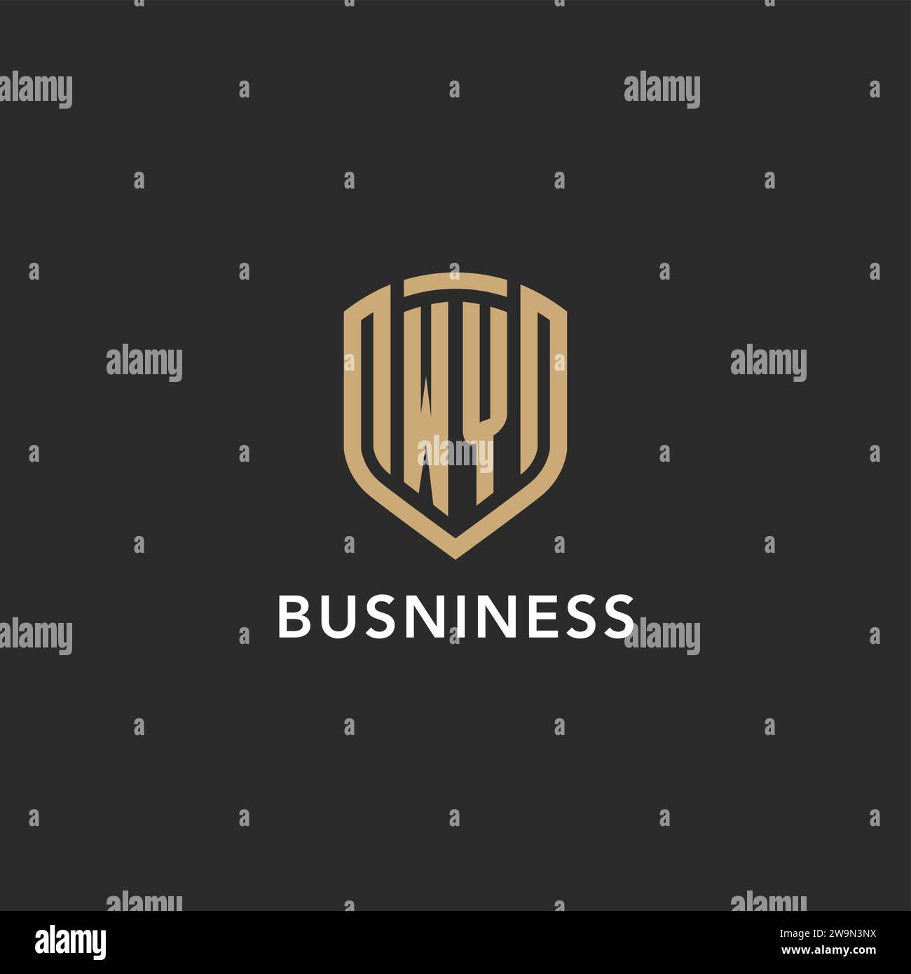 Luxury WY logo monogram shield shape monoline style with gold color and ...