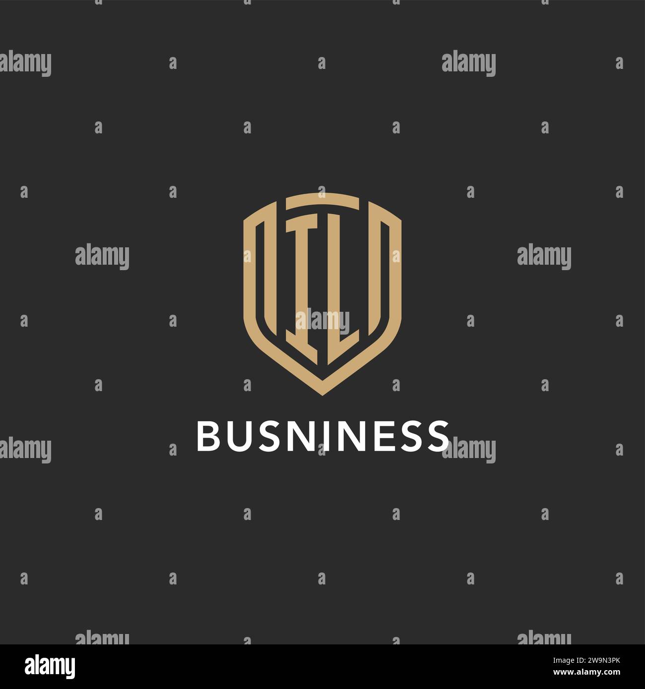 Luxury IL logo monogram shield shape monoline style with gold color and ...