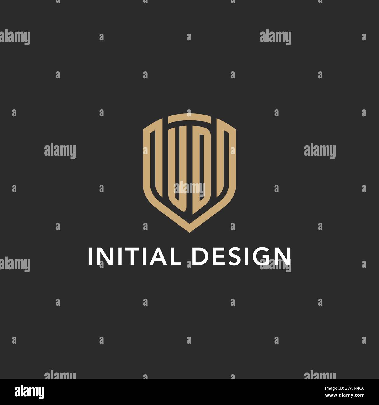 Luxury UD logo monogram shield shape monoline style with gold color and ...