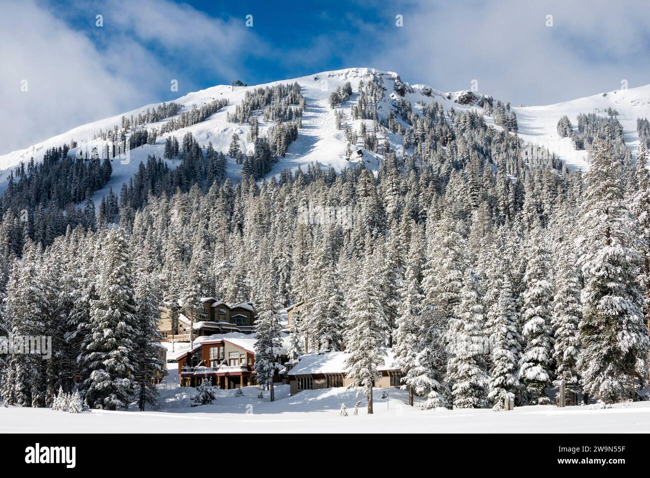 A beautiful winter morning at Kirkwood Mountain Resort after a fresh