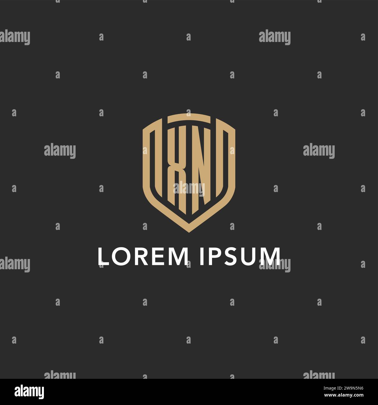 Luxury XN logo monogram shield shape monoline style with gold color and ...