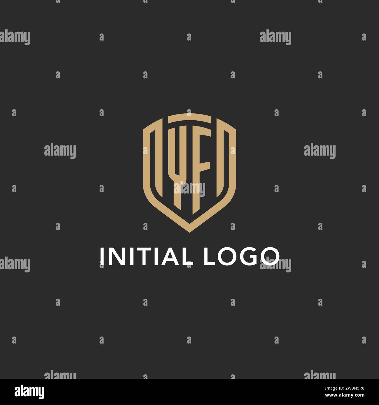 Luxury YF logo monogram shield shape monoline style with gold color and ...