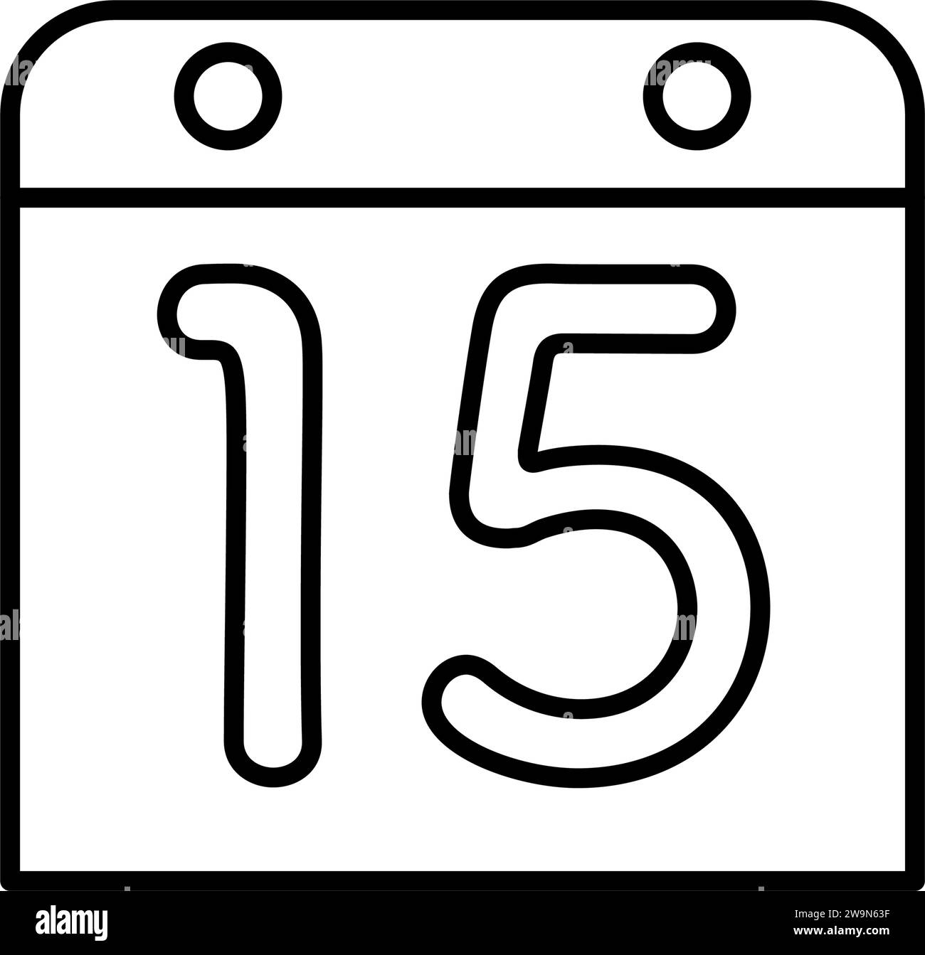Calendar-style, simple line-drawing icon of the 15th deadline for ...