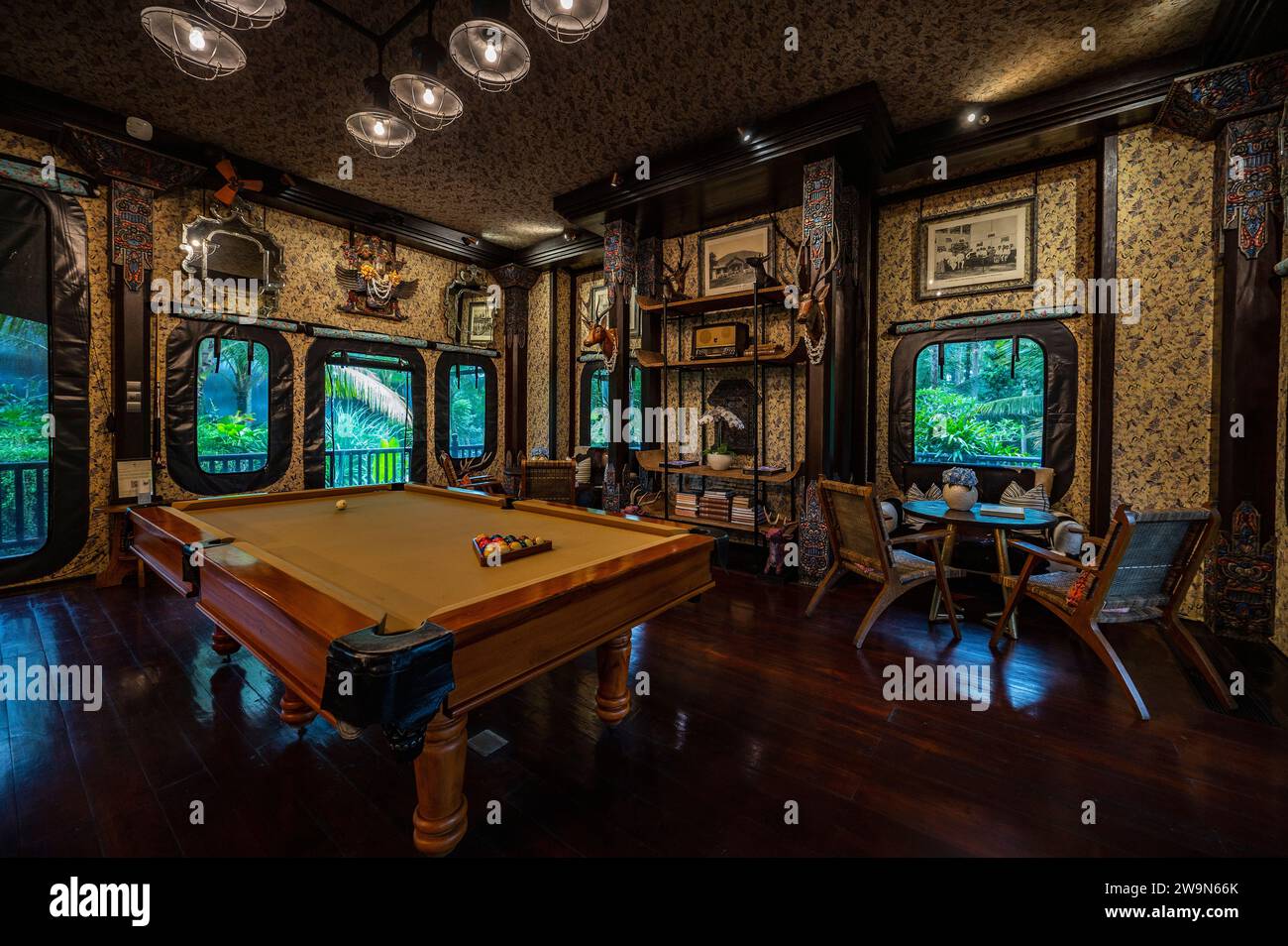 pool table at luxury resort in Bali Stock Photo
