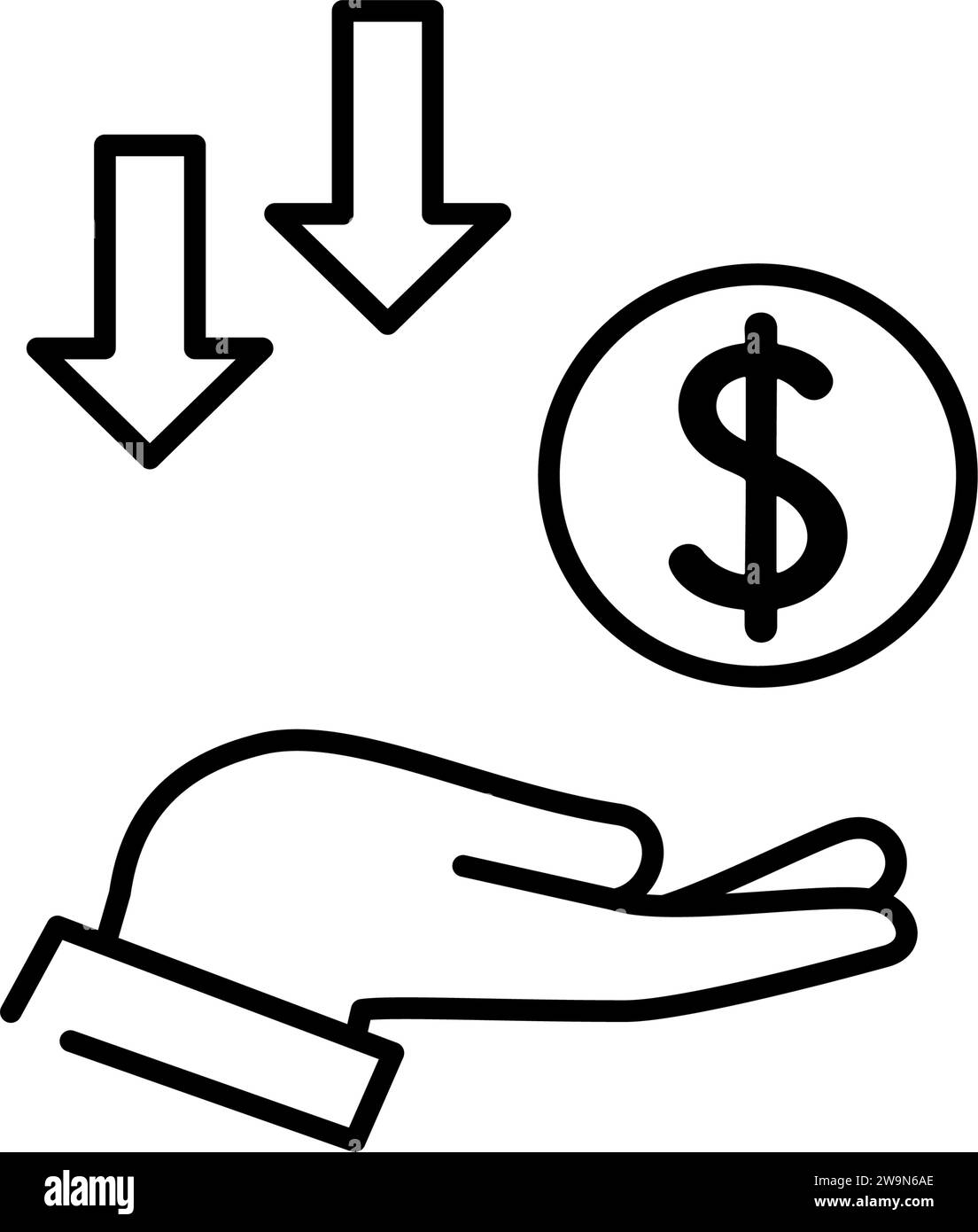 Icon of lossable foreign currency investment, simple line drawing ...