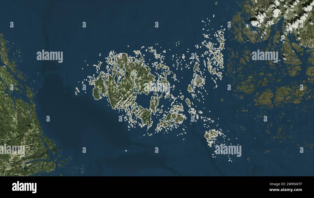 Aland Islands outlined on a high resolution satellite map Stock Photo