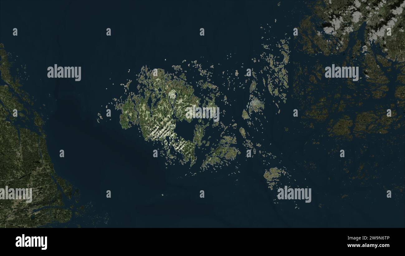 Aland Islands highlighted on a high resolution satellite map Stock Photo