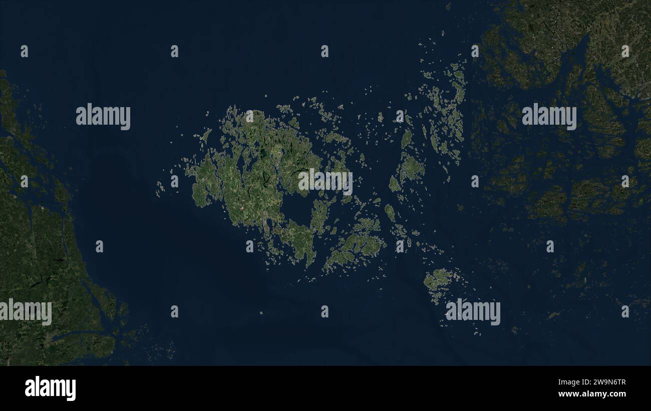 Aland Islands highlighted on a low resolution satellite map Stock Photo