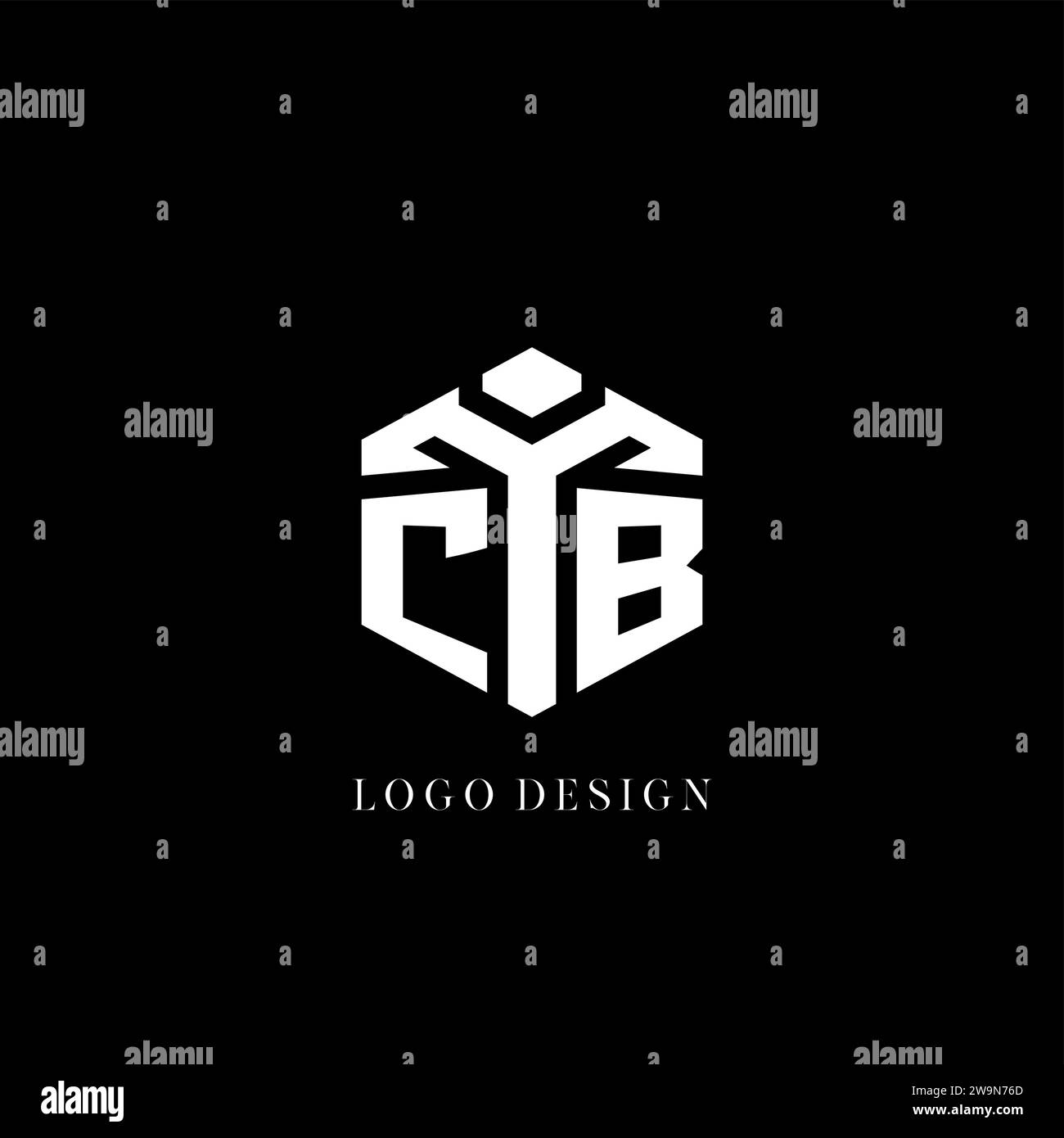 Initial CB logo hexagon shape geometric style vector graphic Stock Vector