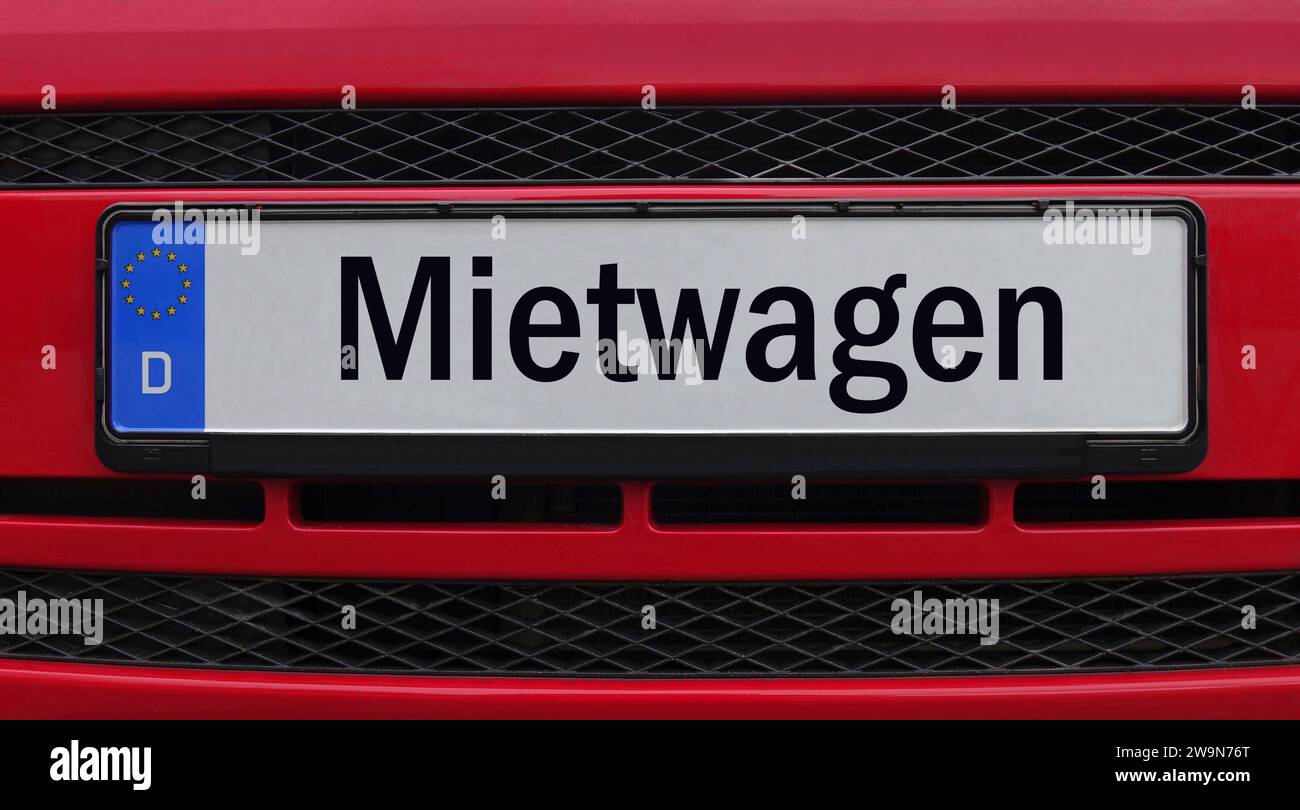 Autokennzeichen mit Schriftzug Mietwagen Autokennzeichen mit Schriftzug Mietwagen, 29.12.2023