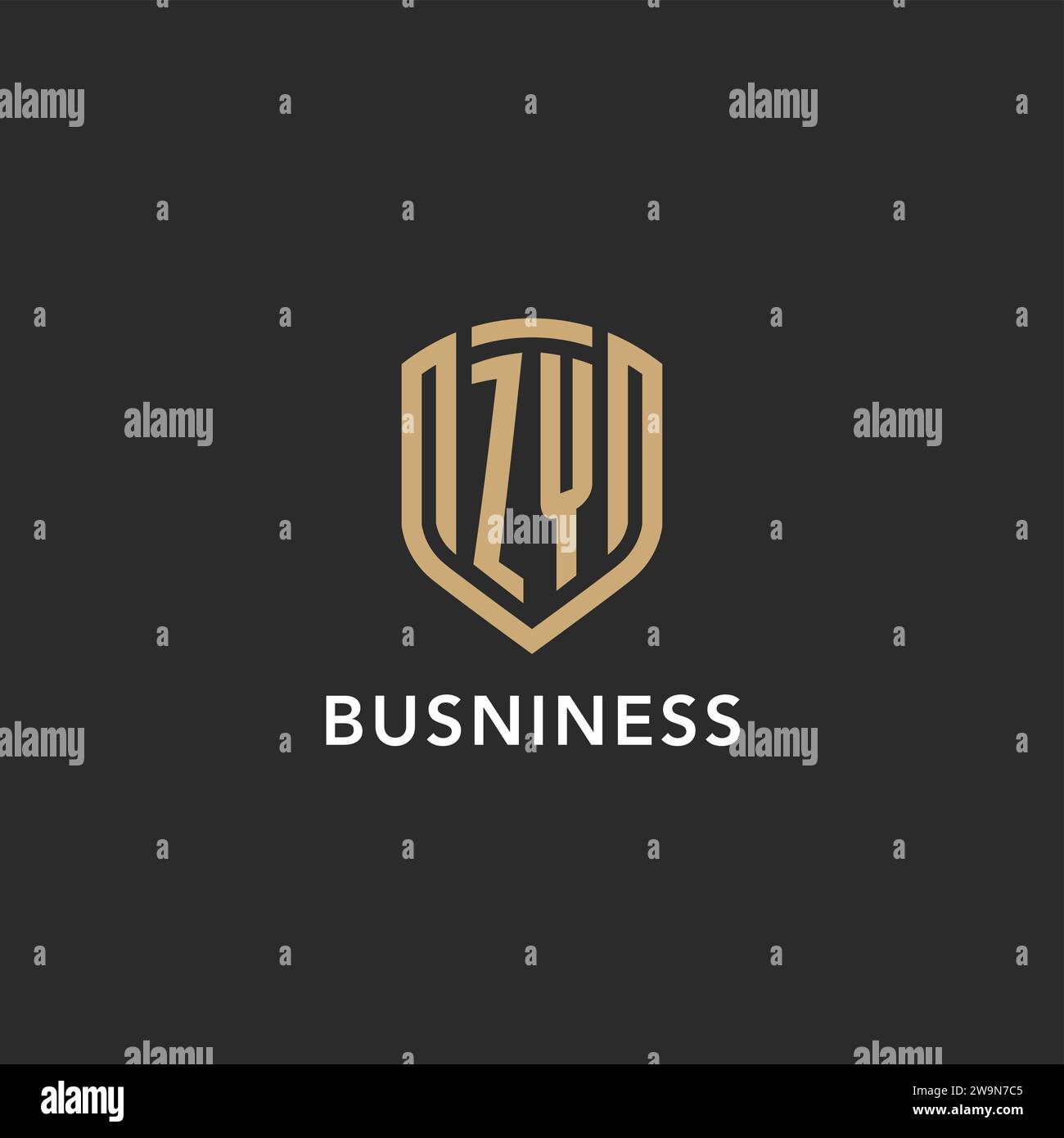 Luxury ZY logo monogram shield shape monoline style with gold color and ...