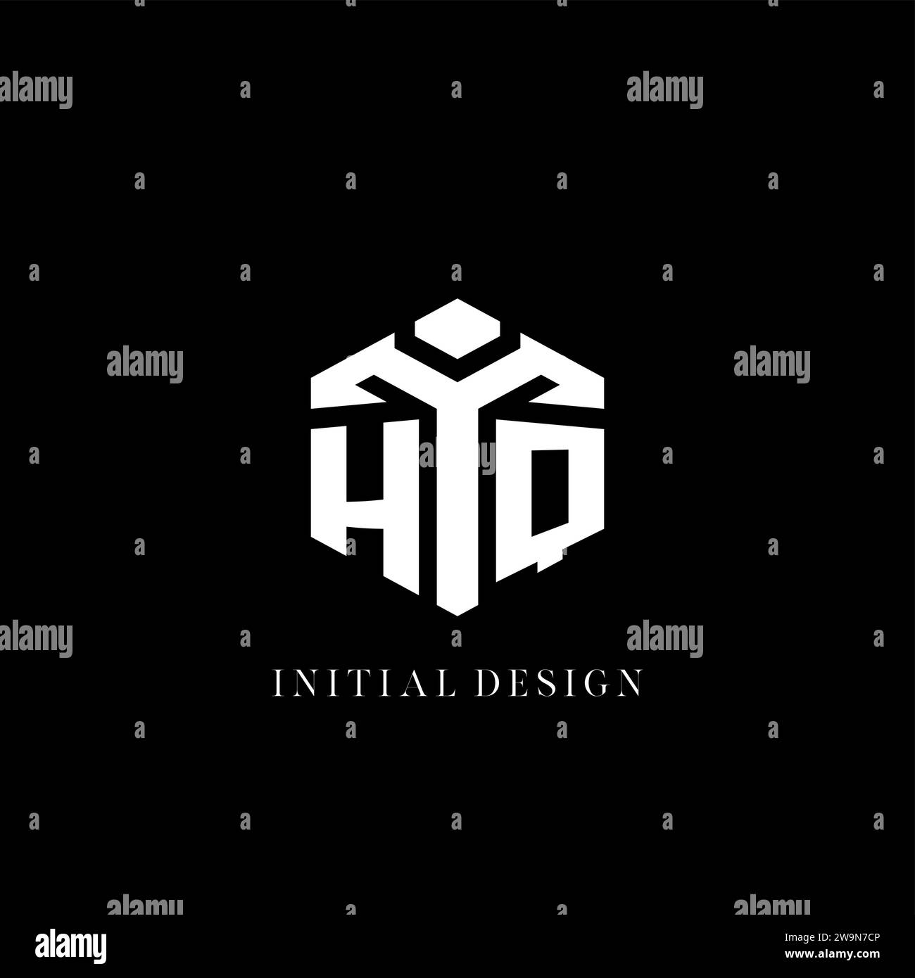 Initial HQ logo hexagon shape geometric style vector graphic Stock Vector