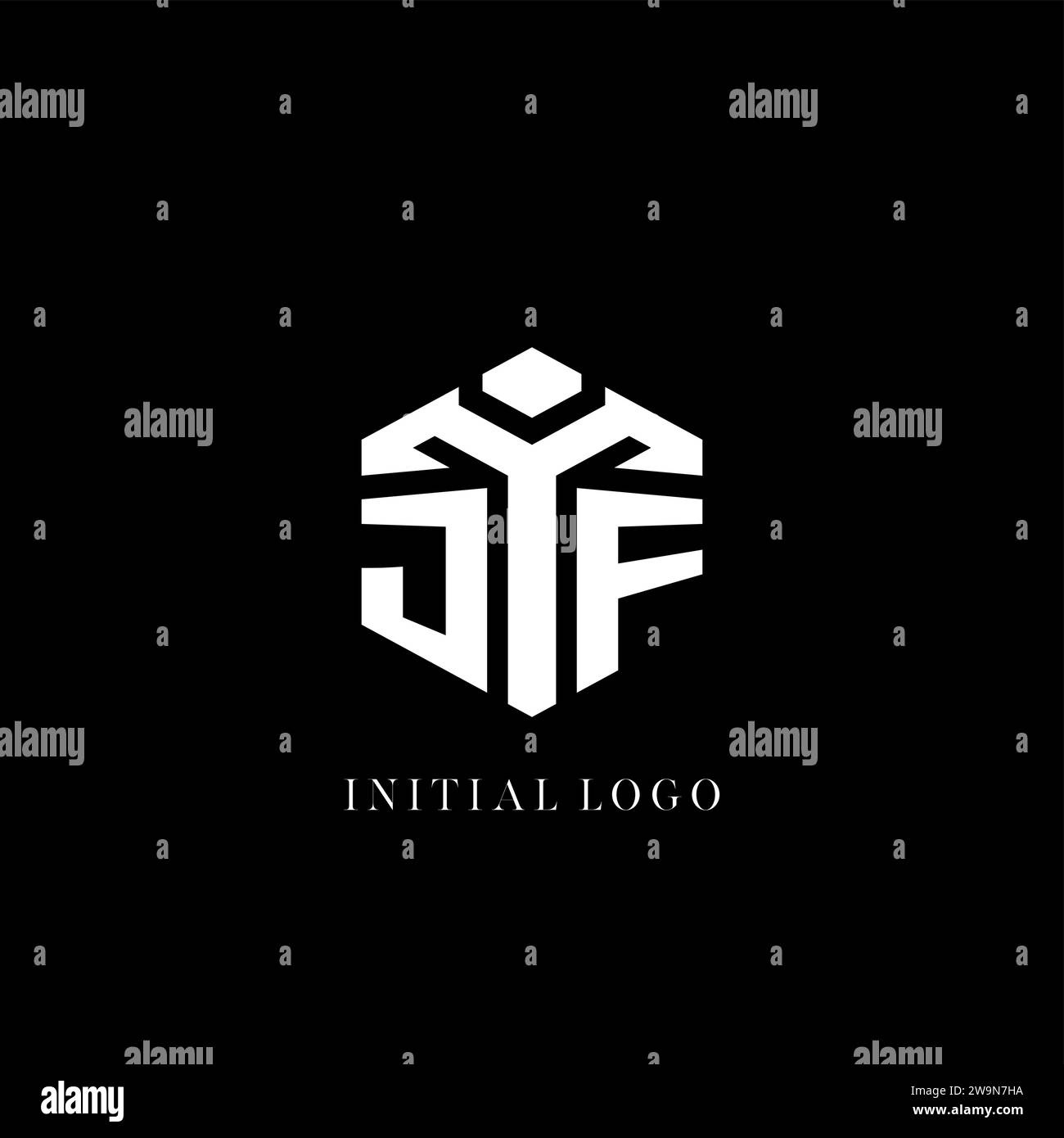 Initial JF logo hexagon shape geometric style vector graphic Stock Vector