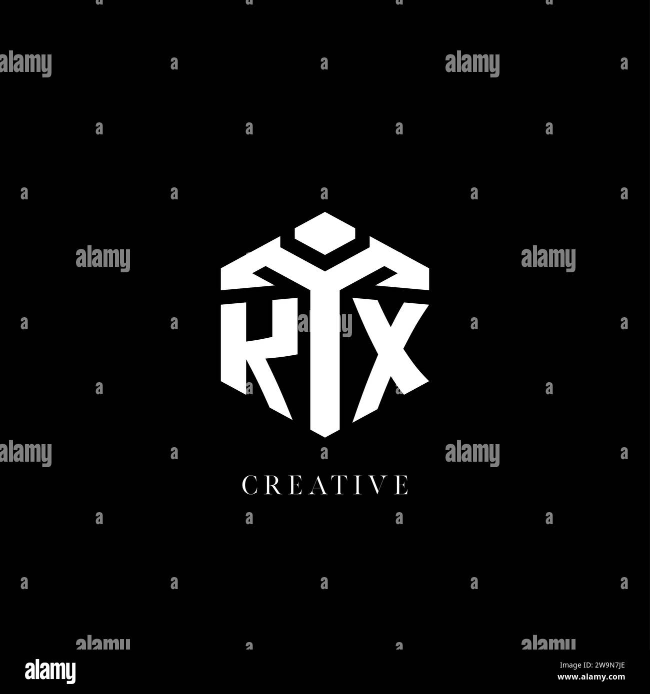 Initial KX logo hexagon shape geometric style vector graphic Stock ...