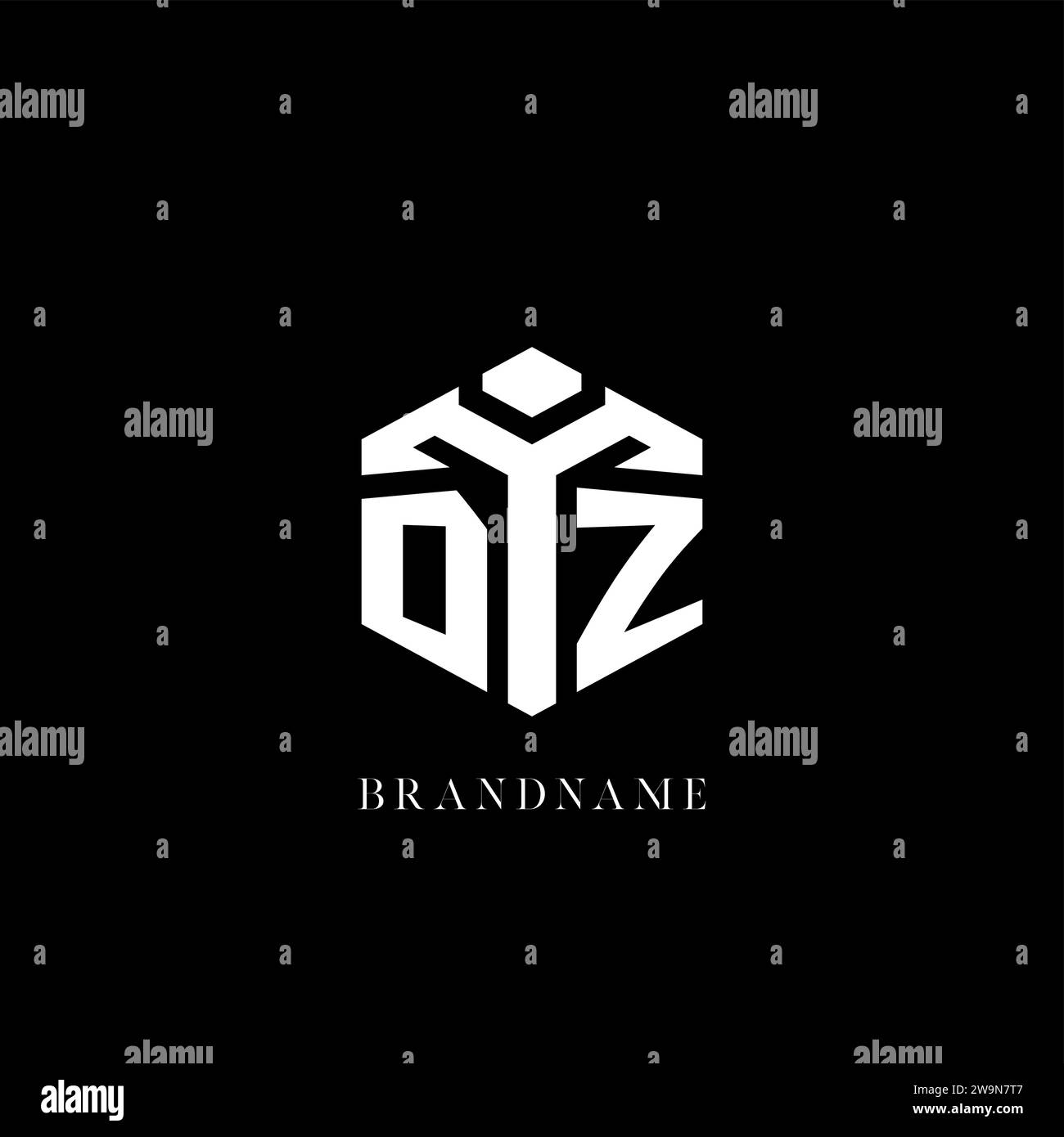 Initial DZ logo hexagon shape geometric style vector graphic Stock ...