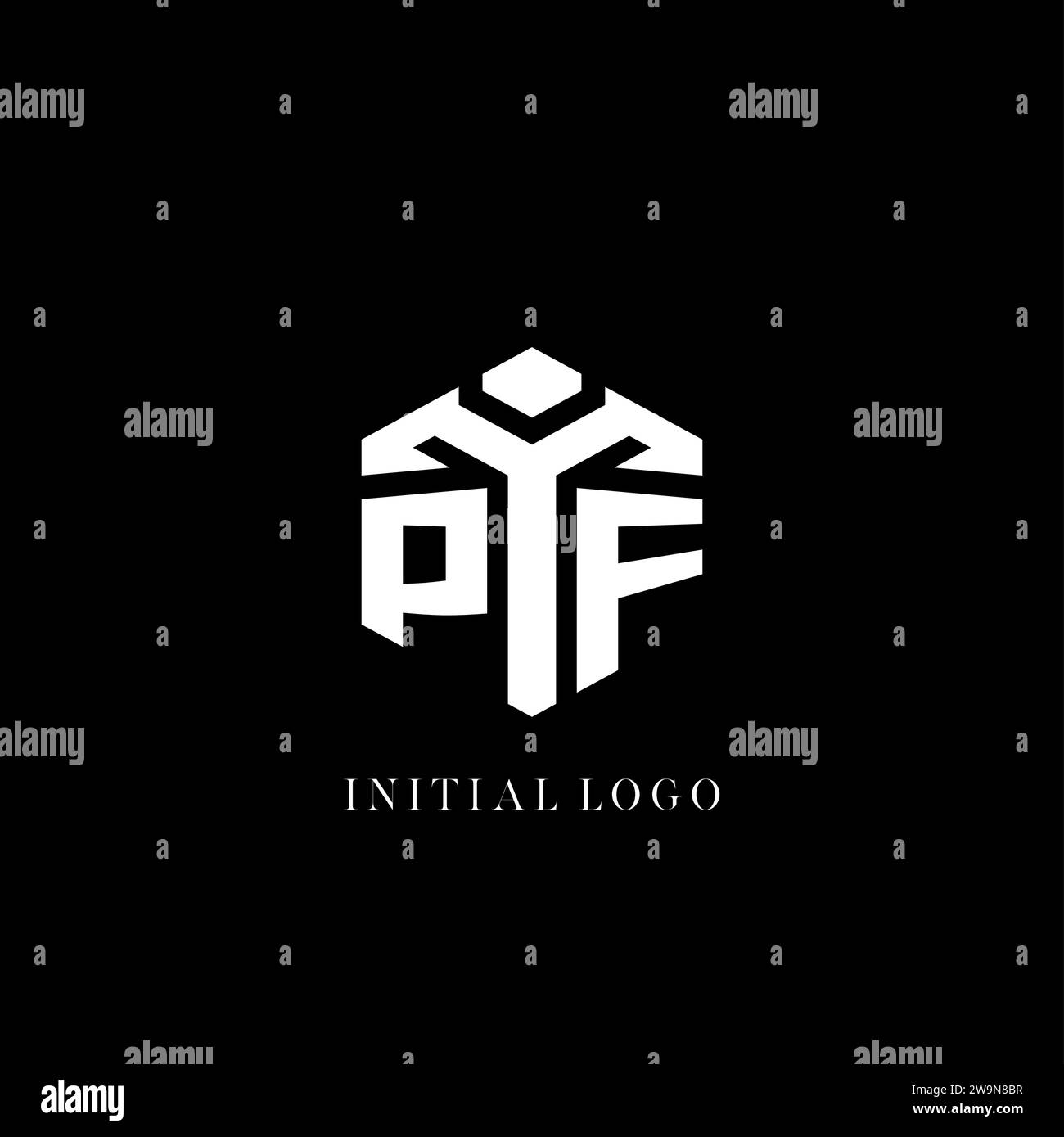 Initial PF logo hexagon shape geometric style vector graphic Stock Vector